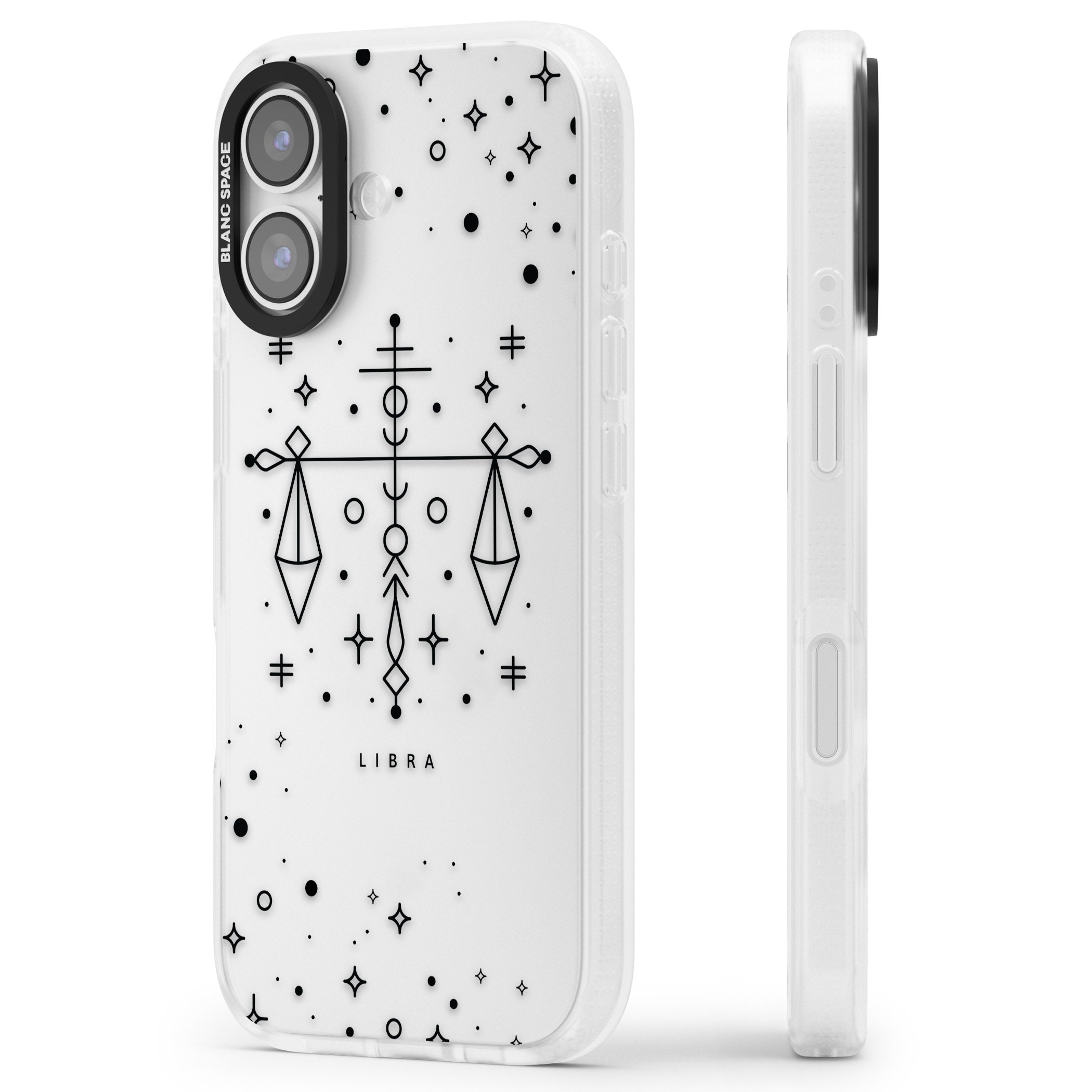 Libra Abstract Zodiac iPhone 17 Impact Air Clear Phone Case Side Profile