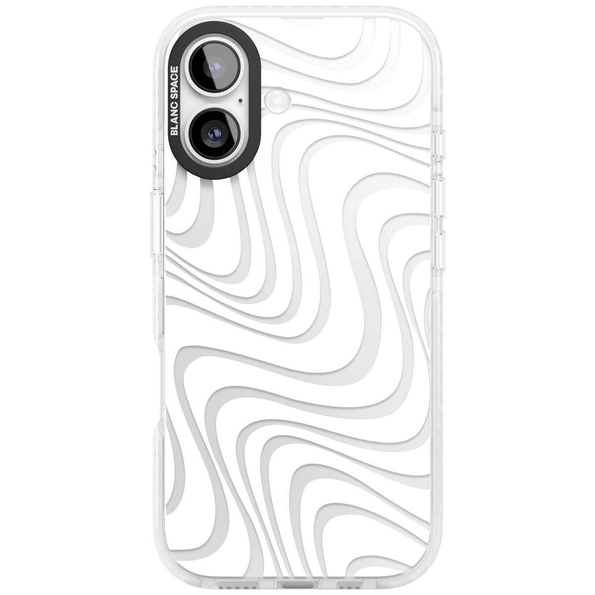 White Abstract Waves iPhone 16 / iPhone 16 Plus / iPhone 17 Impact Clear Phone Case front
