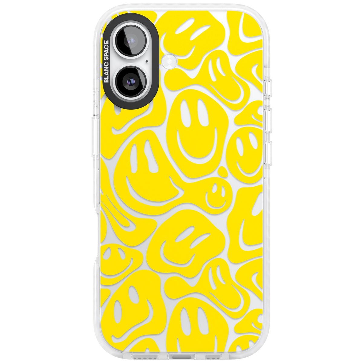 Yellow Acid Faces iPhone 16 / iPhone 16 Plus / iPhone 17 Impact Clear Phone Case front