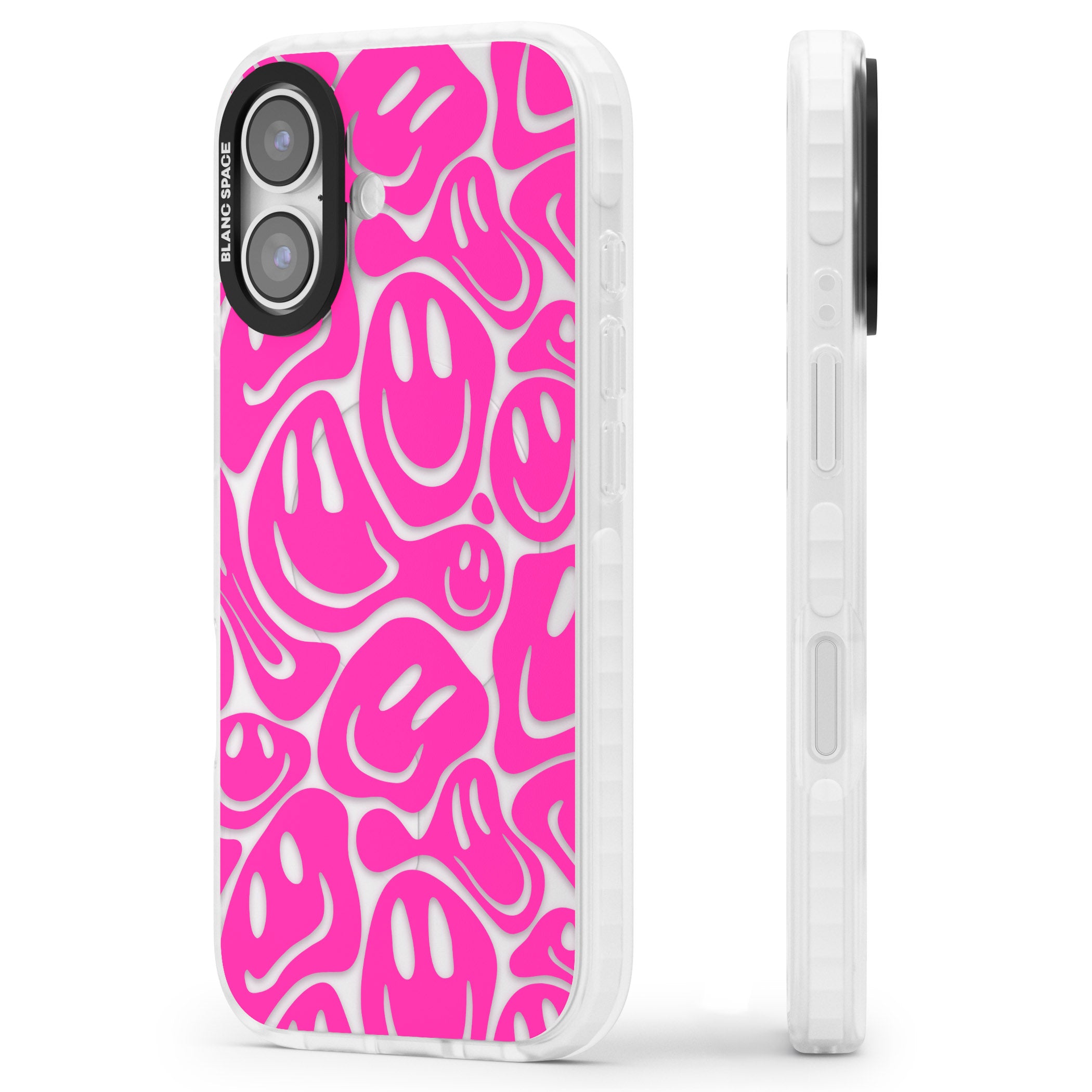 Pink Acid Faces iPhone 17 Impact Clear Phone Case Side Profile