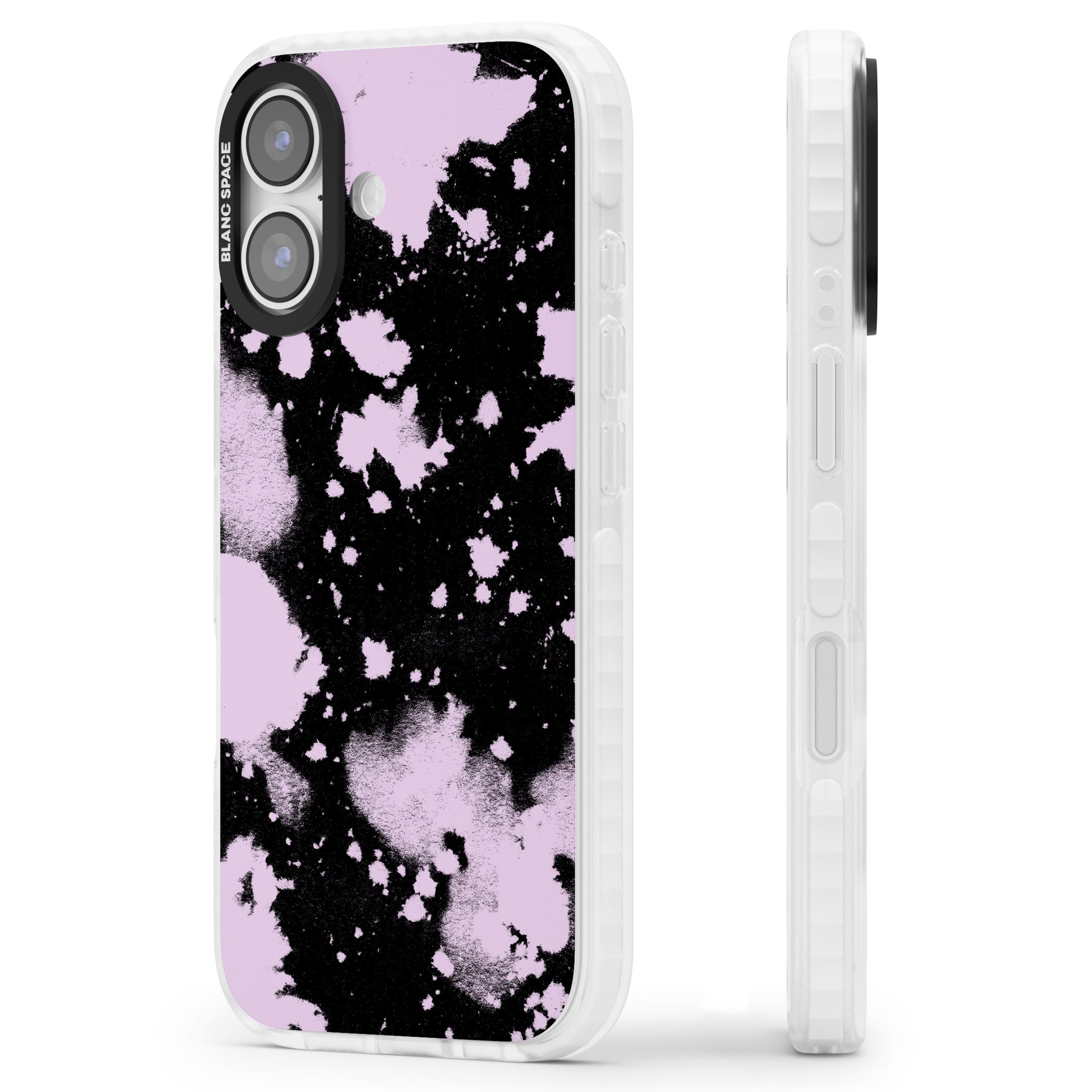 Pink & Black Acid Wash Tie Dye iPhone 17 Impact Clear Phone Case Side Profile