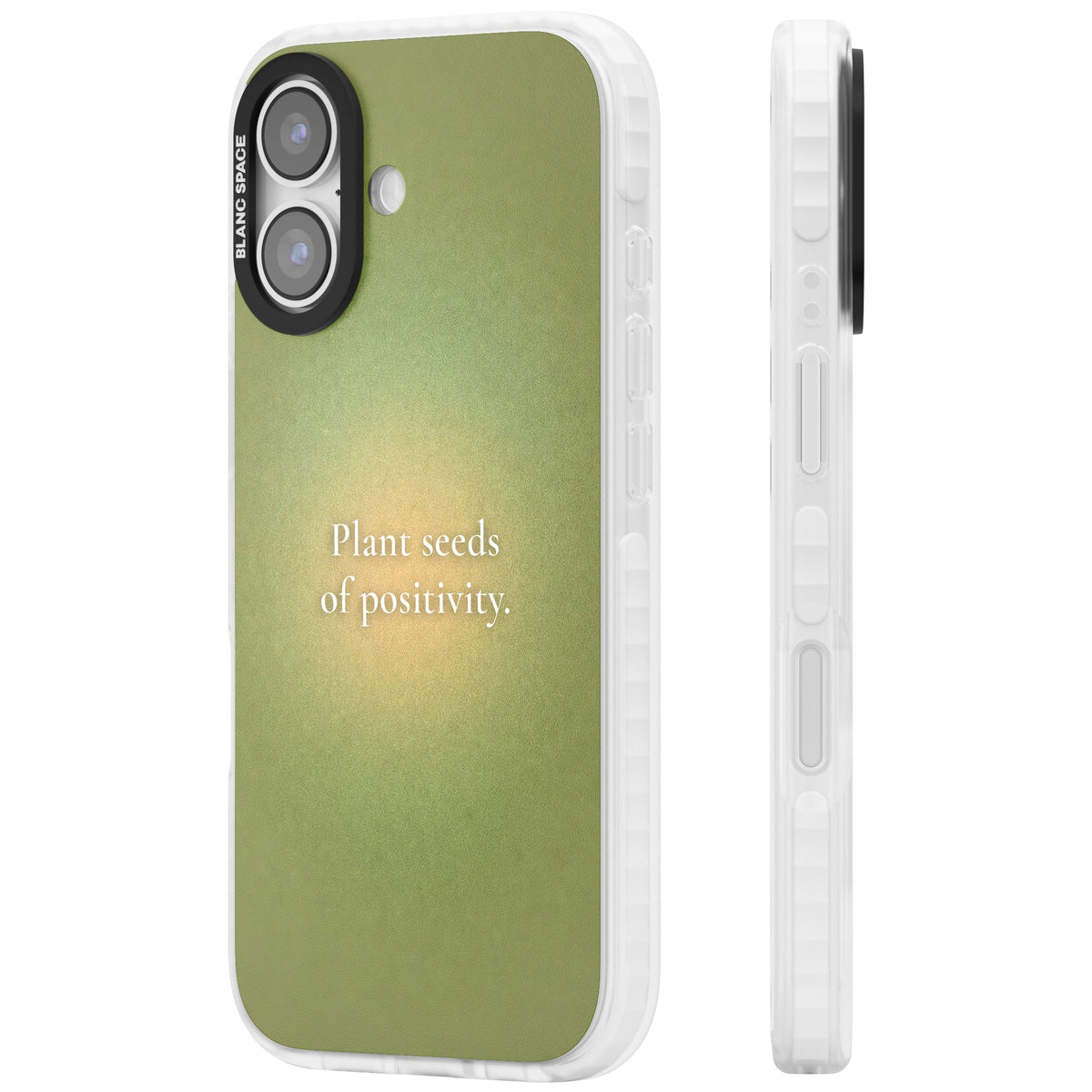 Seeds of Positivity iPhone 16 / iPhone 16 Plus / iPhone 17 Impact Clear Phone Case side