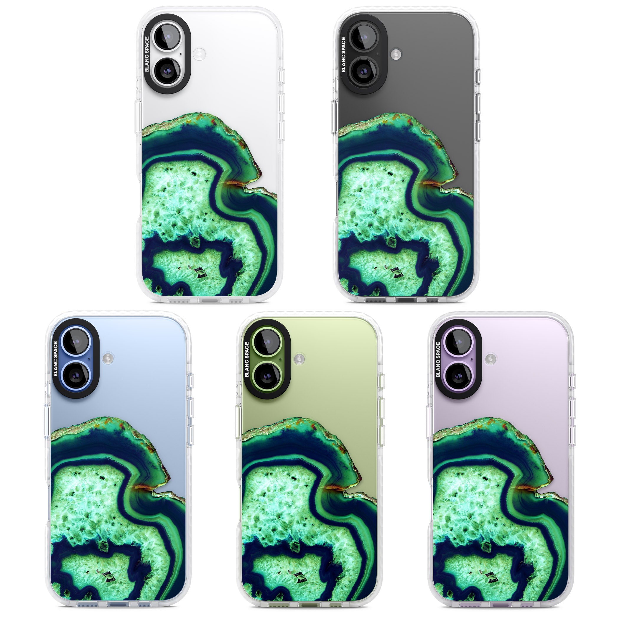 Emerald Agate Slice iPhone 17 Impact Clear Phone Case APT Impact Protection