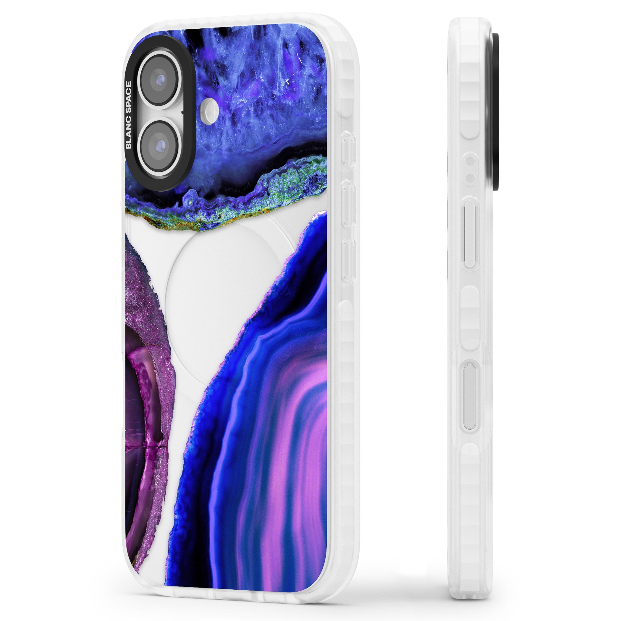 Violet Agate Slice iPhone 17 Impact Clear Phone Case Side Profile
