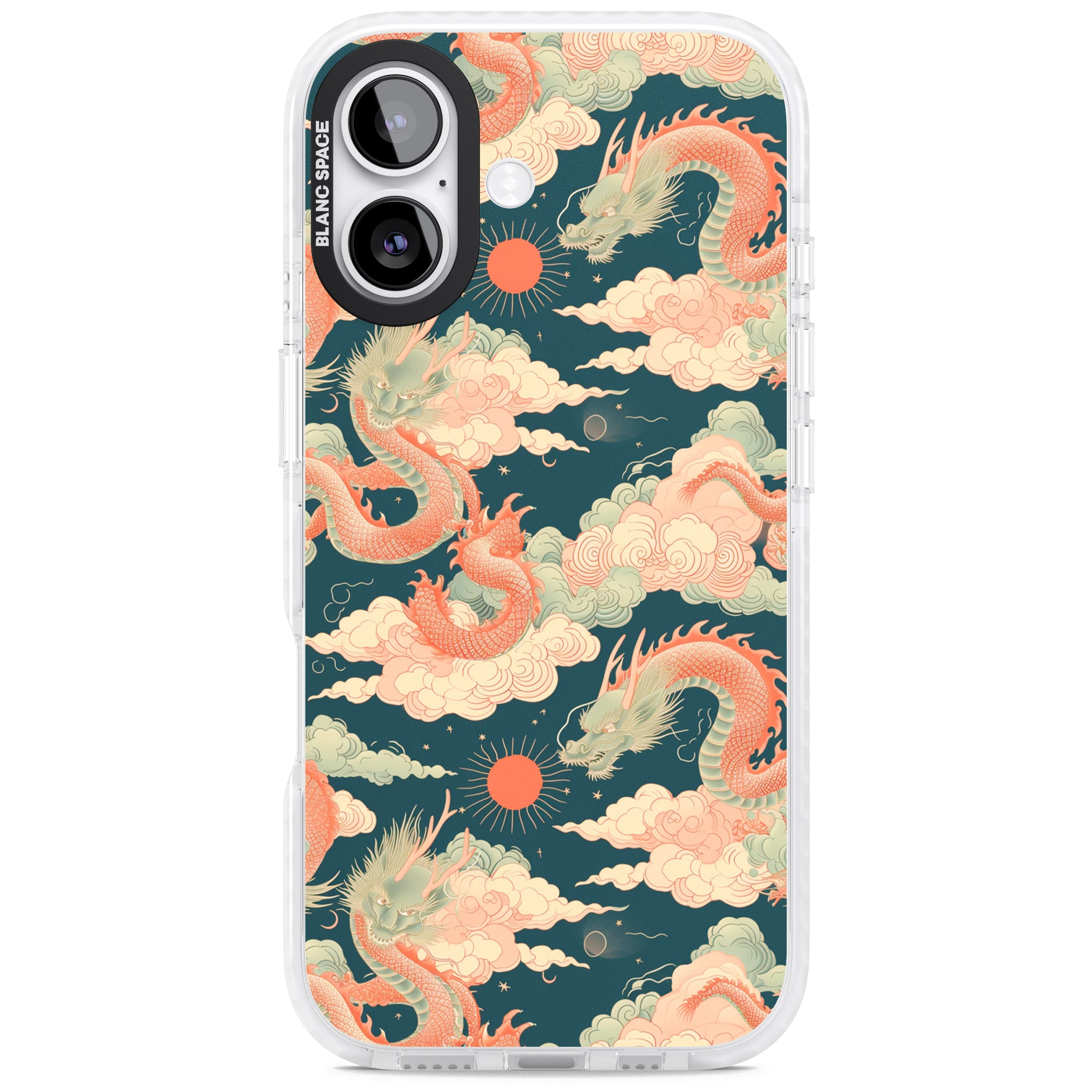 Chinese Dragons Clouds iPhone 17 Impact Clear Phone Case