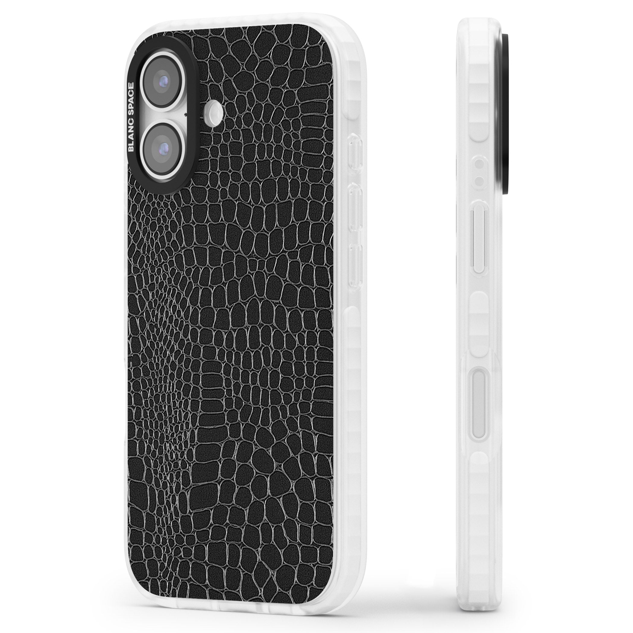 Black Snakeskin iPhone 17 Impact Clear Phone Case Side Profile