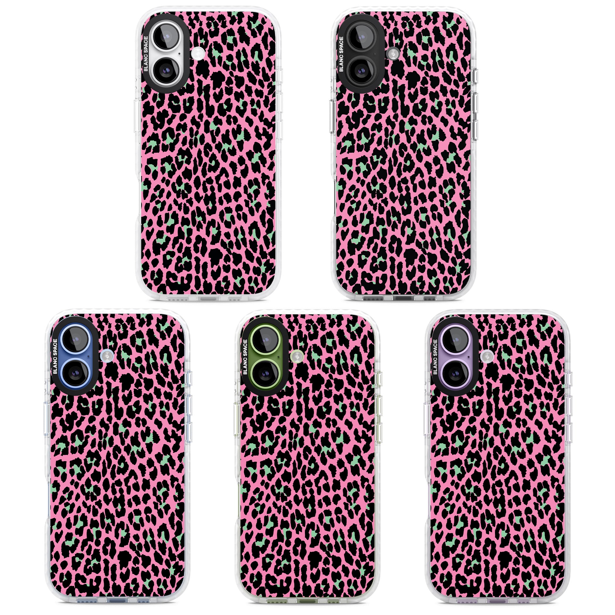 Pink & Green Leopard iPhone 17 Impact Clear Phone Case APT Impact Protection