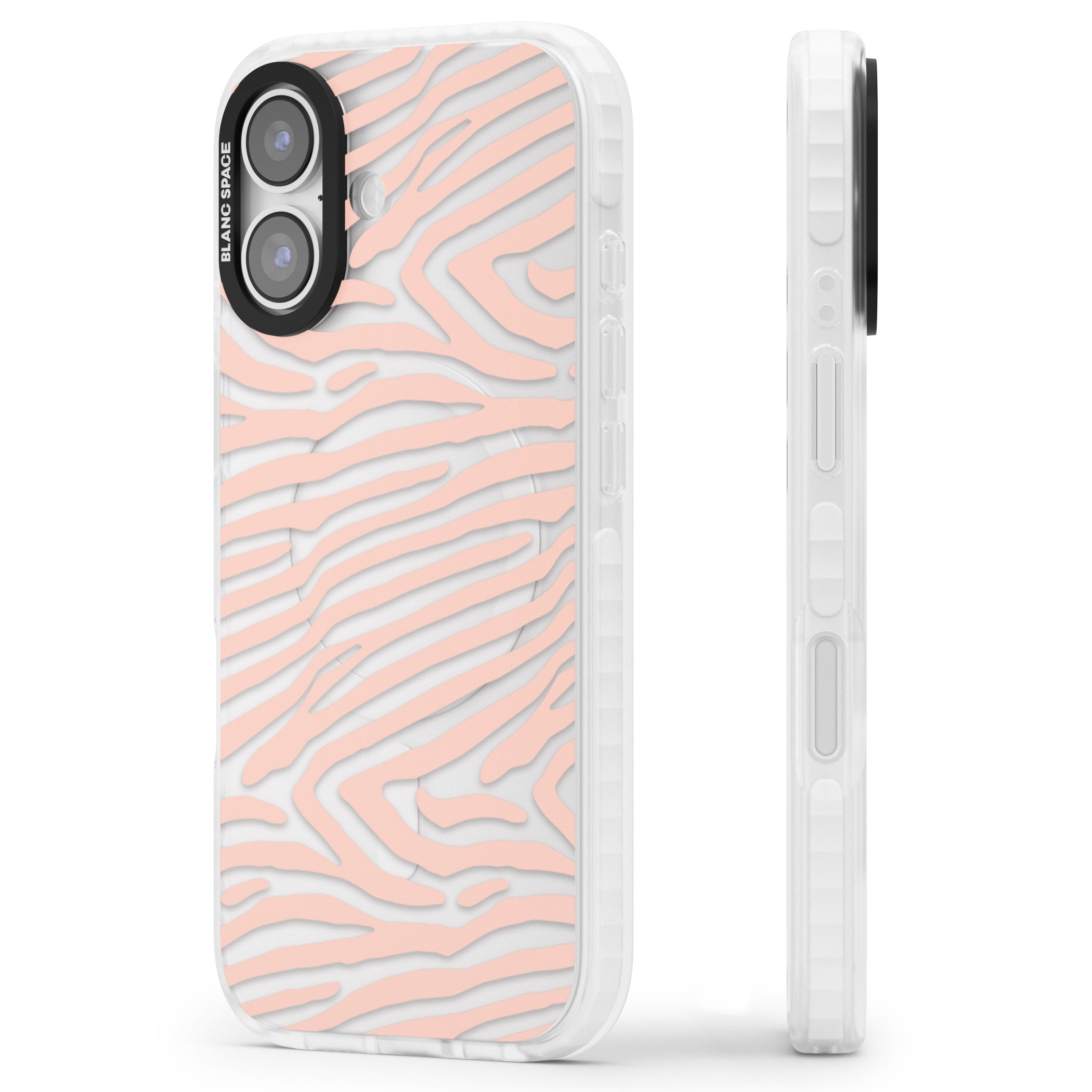 Horizontal Zebra Stripes Transparent Animal Print iPhone 17 Impact Clear Phone Case Side Profile