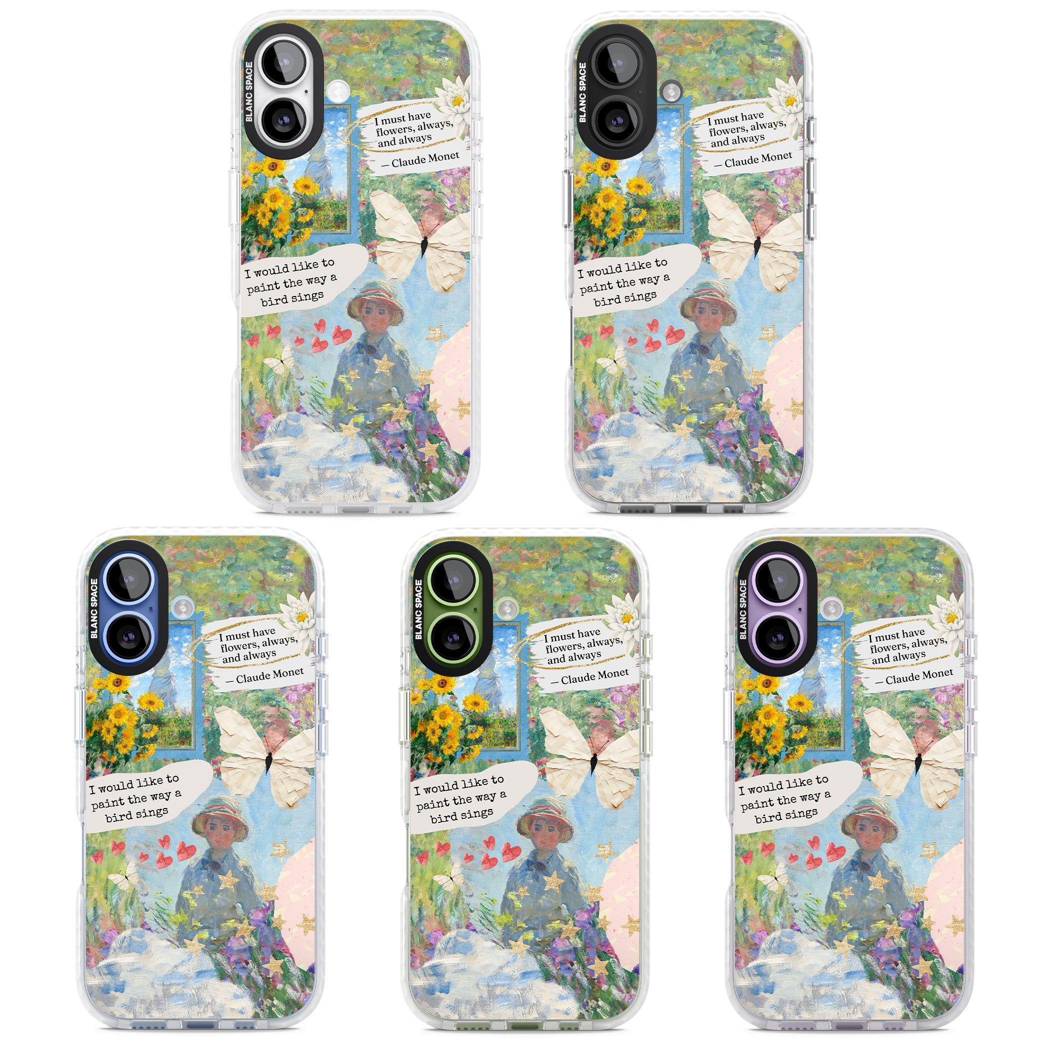 Monet 'Way A Bird Sings' Collage iPhone 17 Impact Clear Phone Case APT Impact Protection