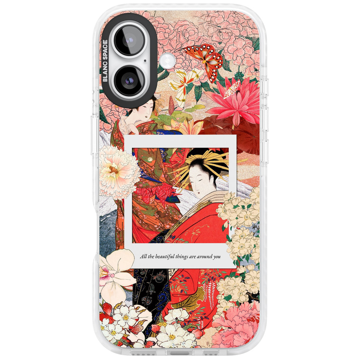 Woodblock Geisha iPhone 16 / iPhone 16 Plus / iPhone 17 Impact Clear Phone Case front