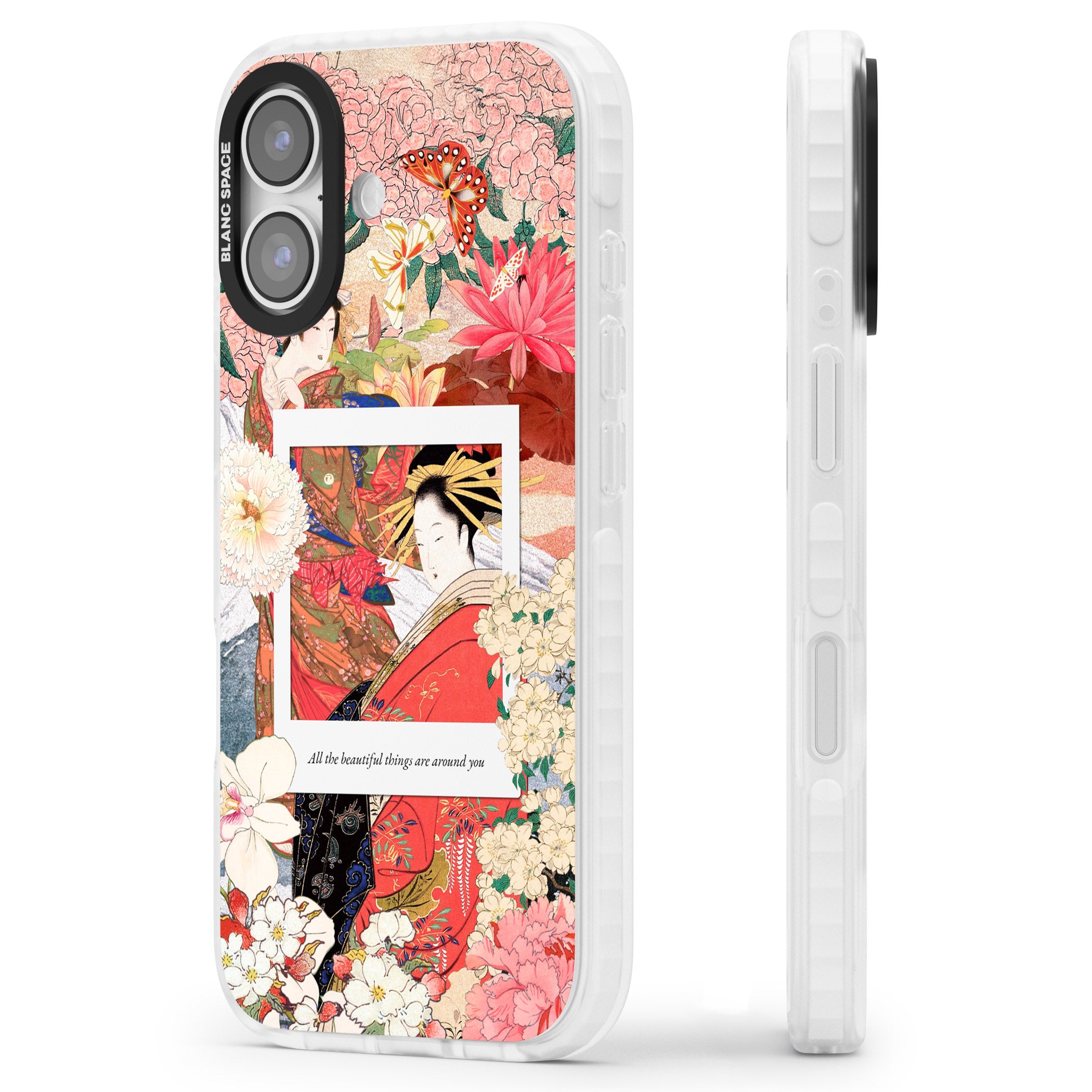 Woodblock Geisha iPhone 17 Impact Clear Phone Case Side Profile
