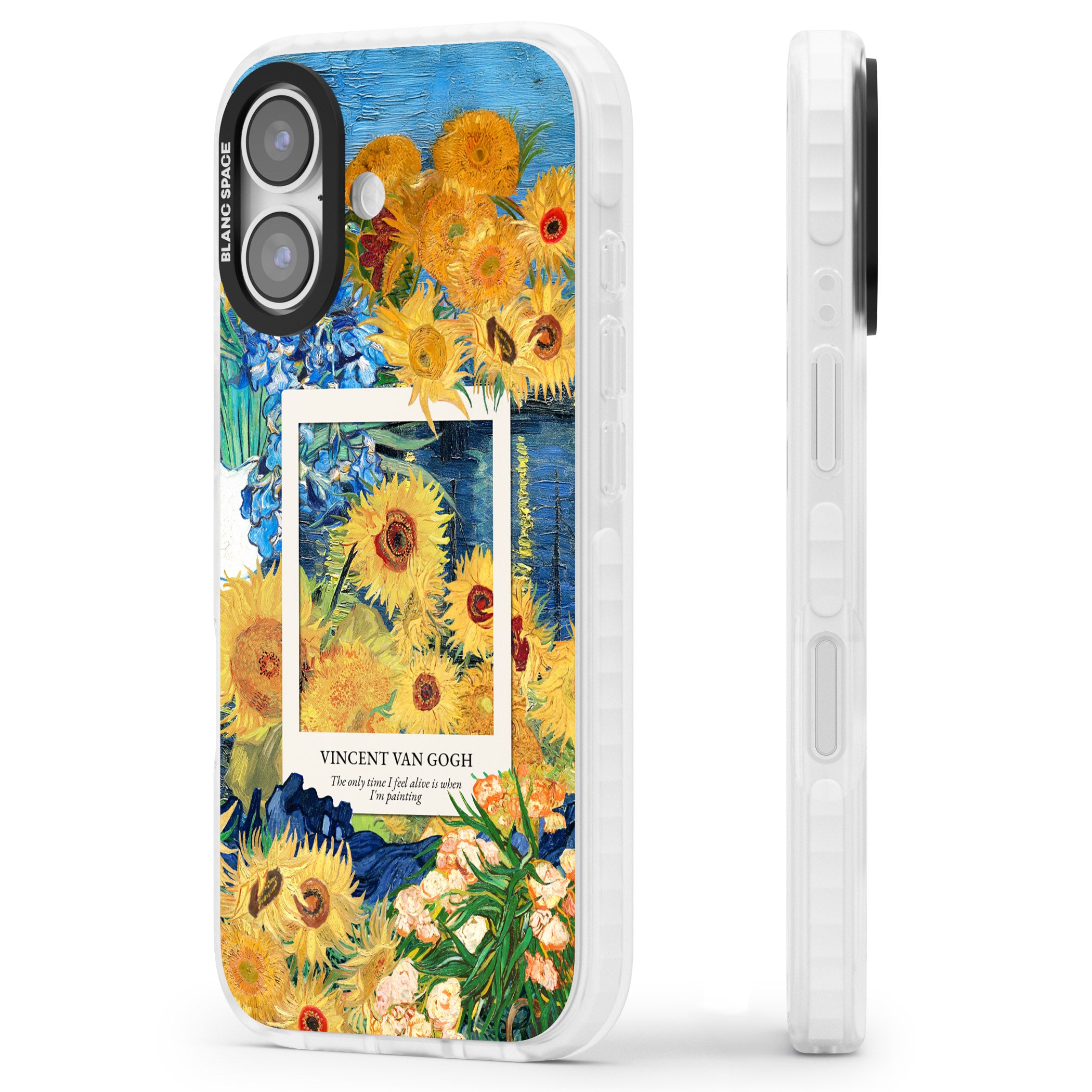 Van Gogh Sunflowers iPhone 17 Impact Clear Phone Case Side Profile