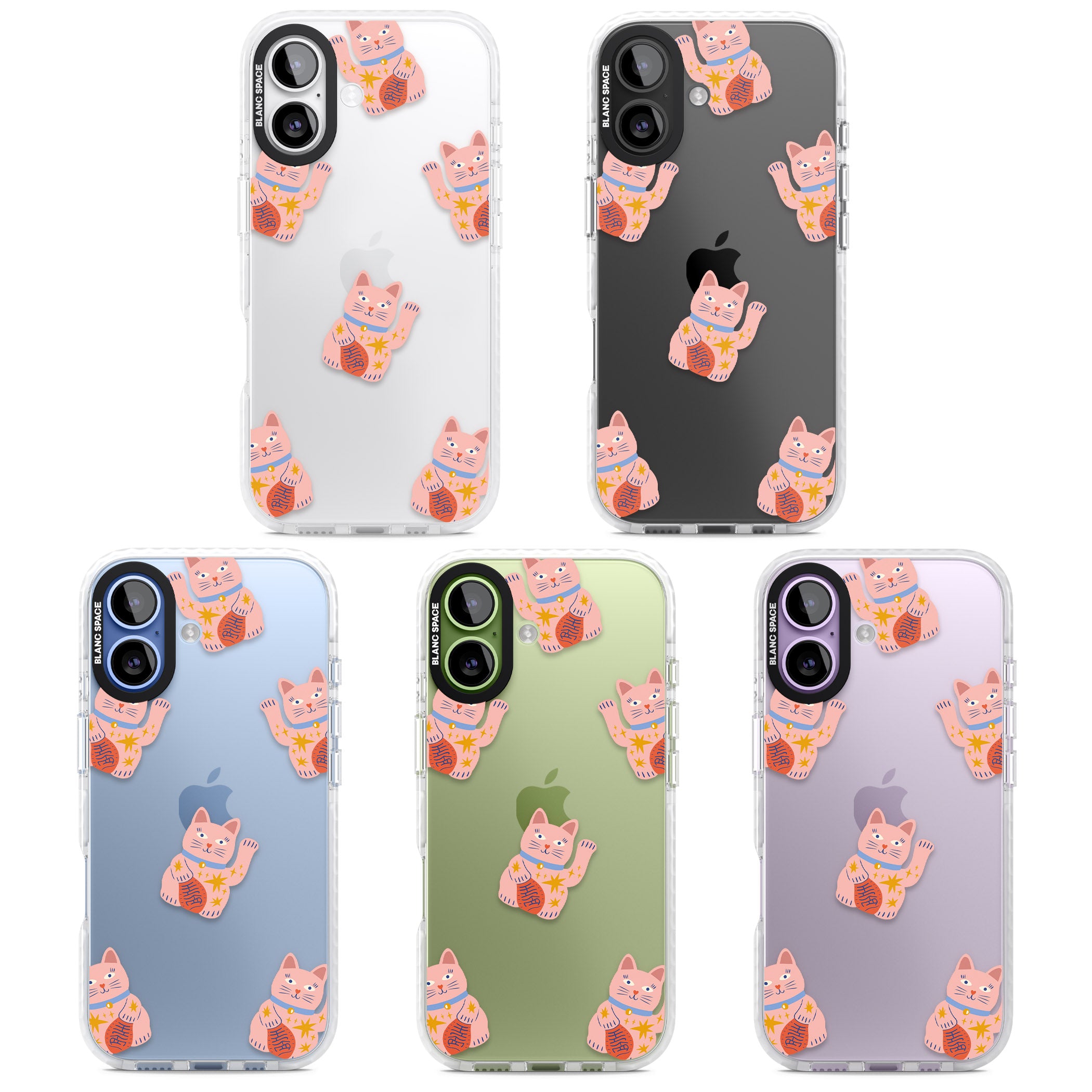 Waving Cat Pattern iPhone 17 Impact Clear Phone Case APT Impact Protection