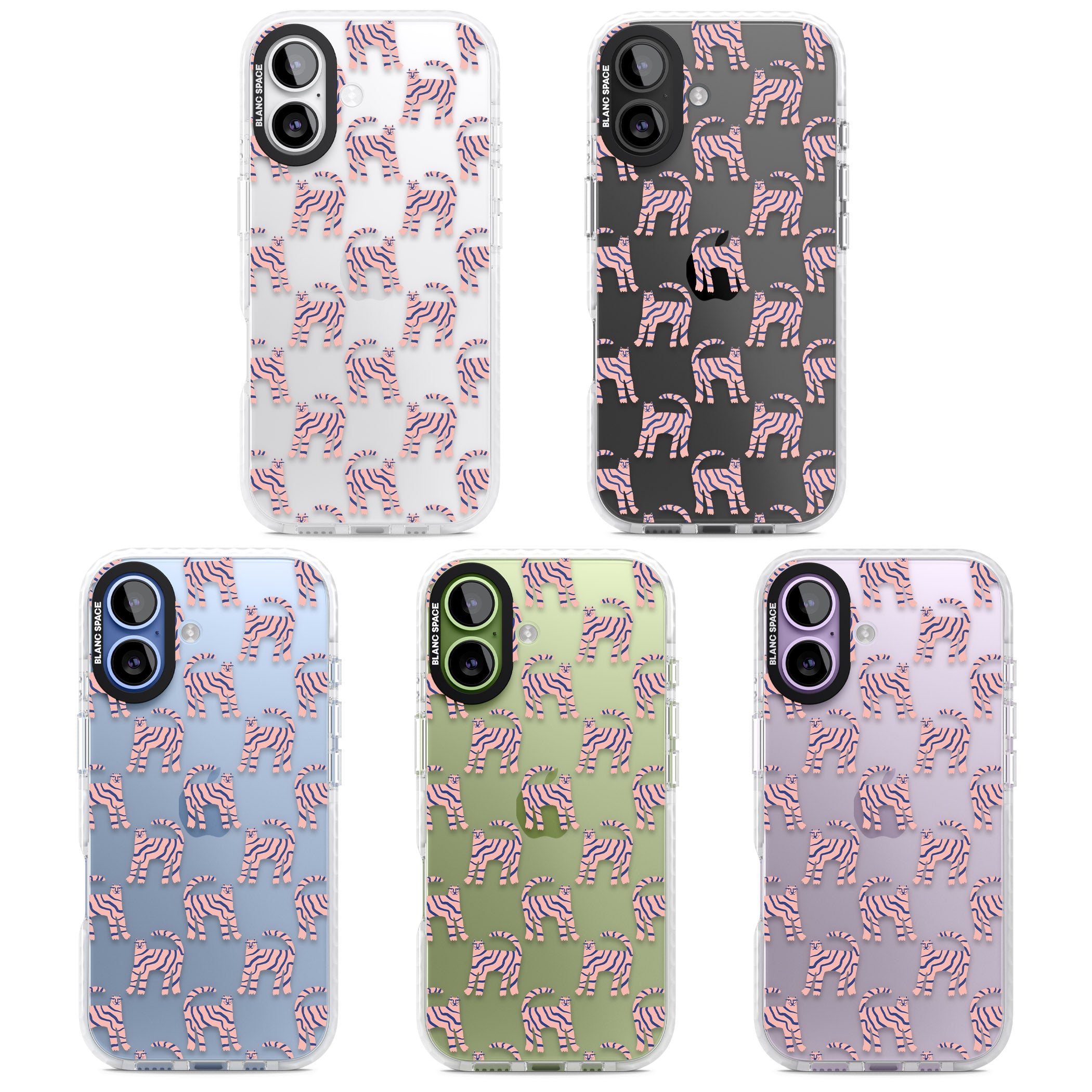 Pink And Blue Cat Pattern iPhone 17 Impact Clear Phone Case APT Impact Protection