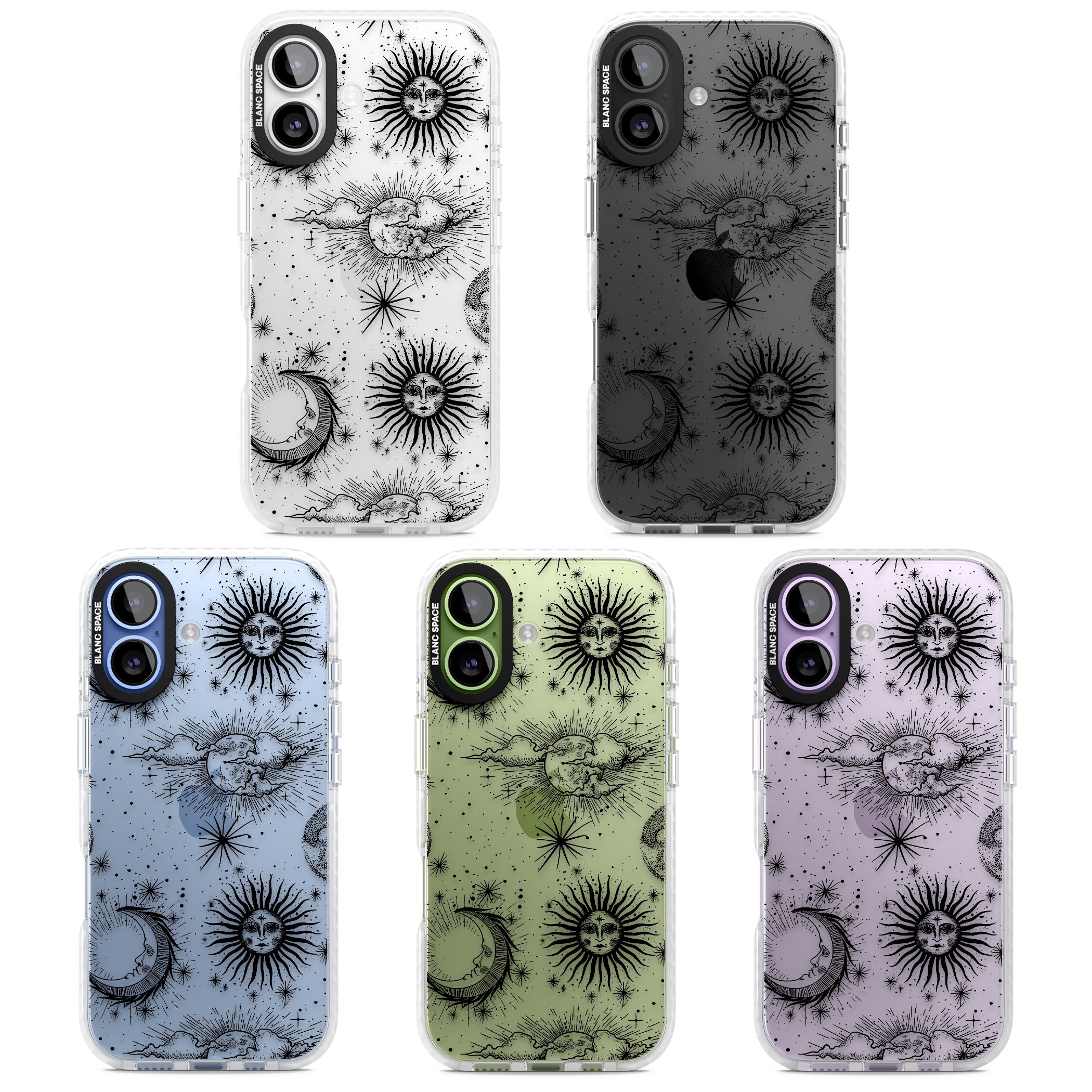 Suns, Moons & Clouds iPhone 17 Impact Clear Phone Case APT Impact Protection