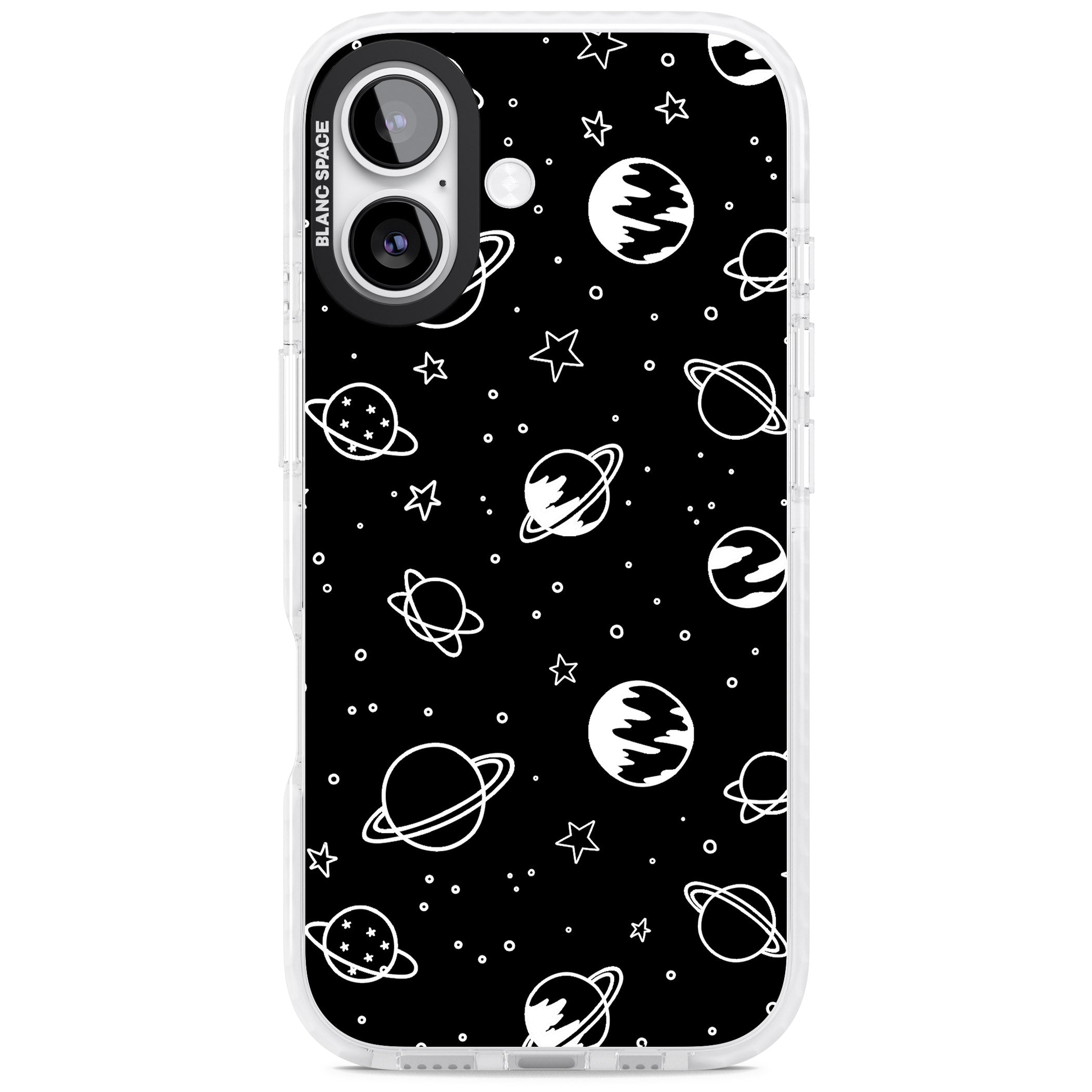 Cosmic Sketch White Black iPhone 17 Impact Clear Phone Case