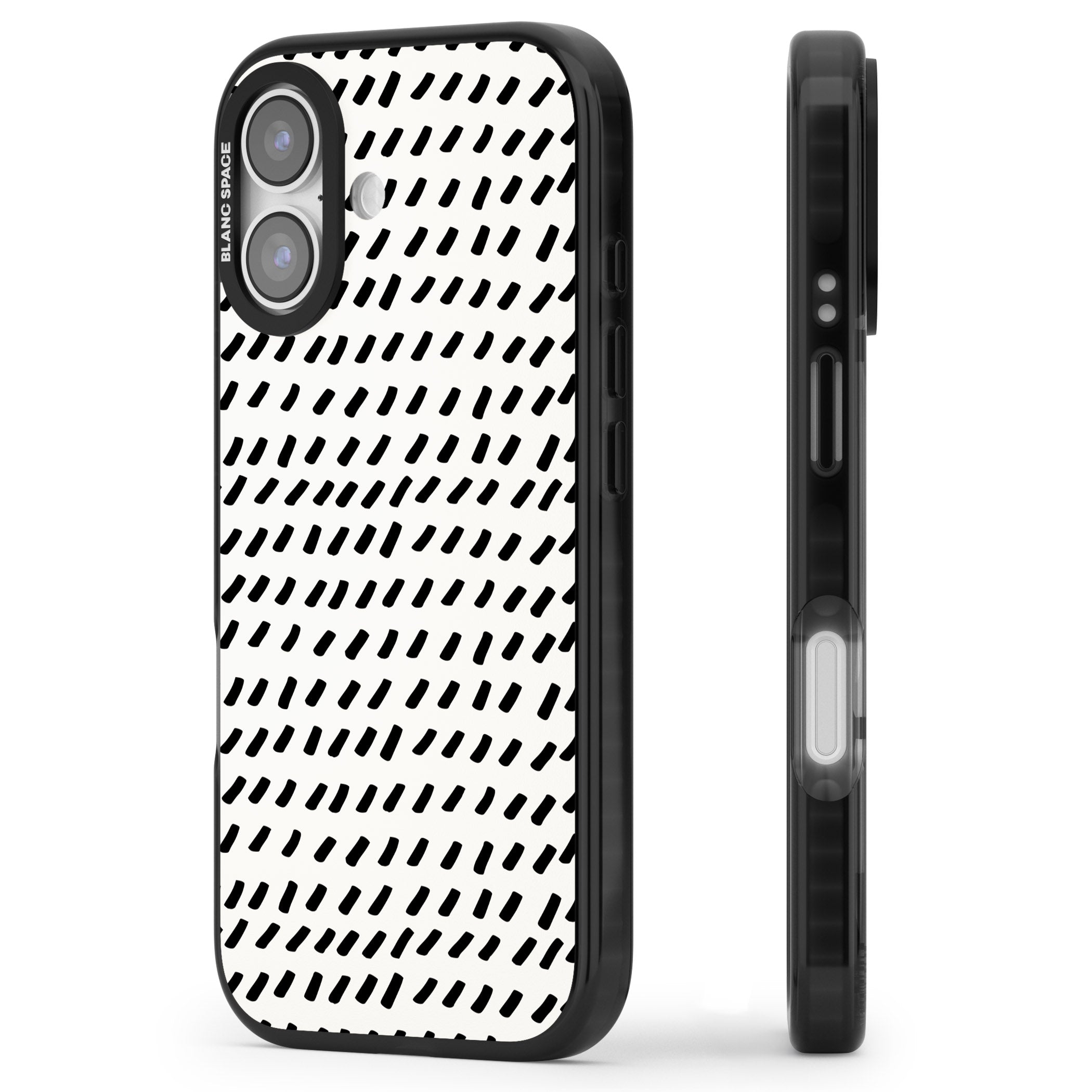 Hand Drawn Lines Pattern iPhone 17 Impact Black Phone Case Side Profile