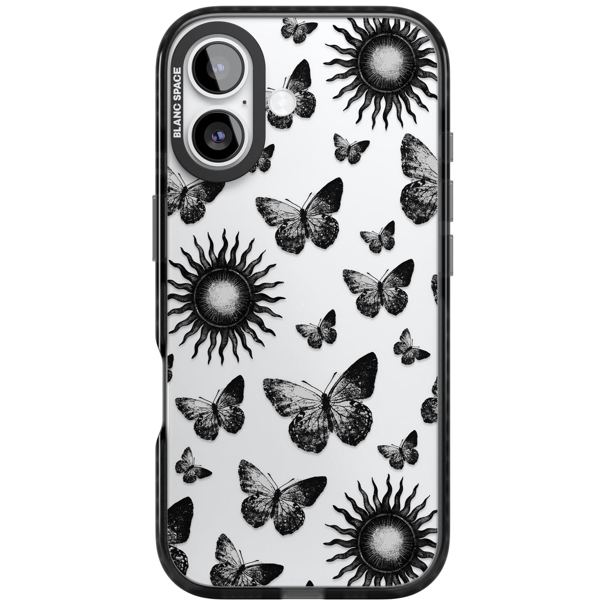 Butterflies Suns iPhone 16 / iPhone 16 Plus / iPhone 17 Impact Black Phone Case front