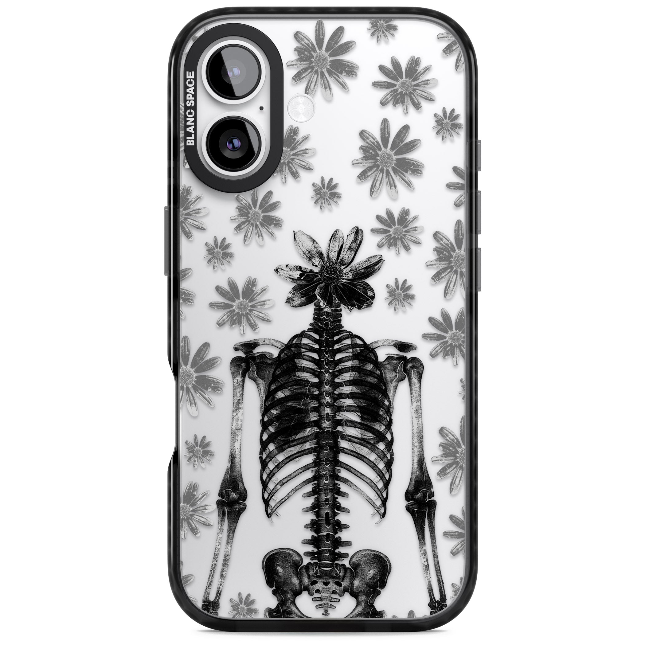 Skeleton Flower iPhone 17 Impact Black Phone Case