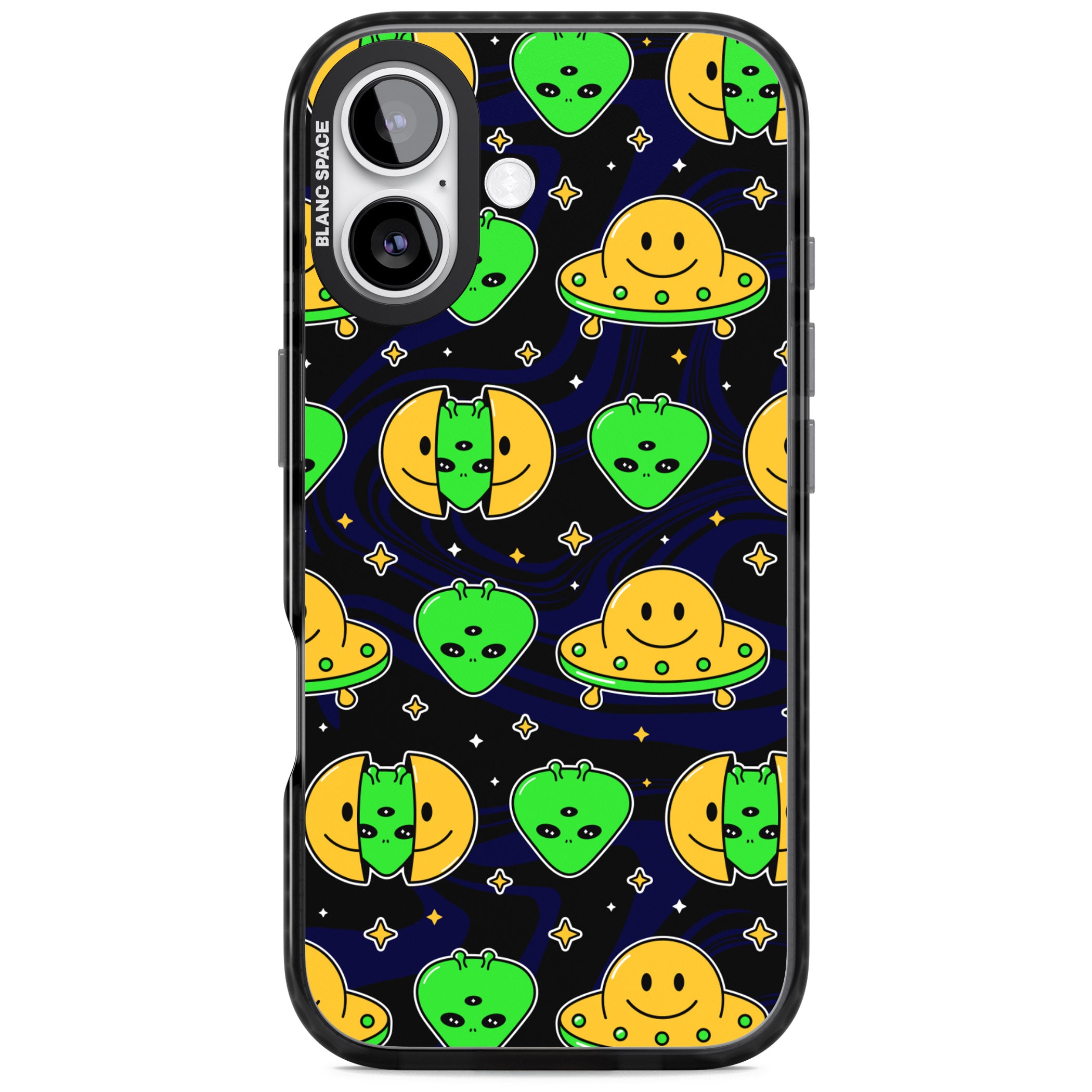 Alien Head Pattern iPhone 17 Impact Black Phone Case
