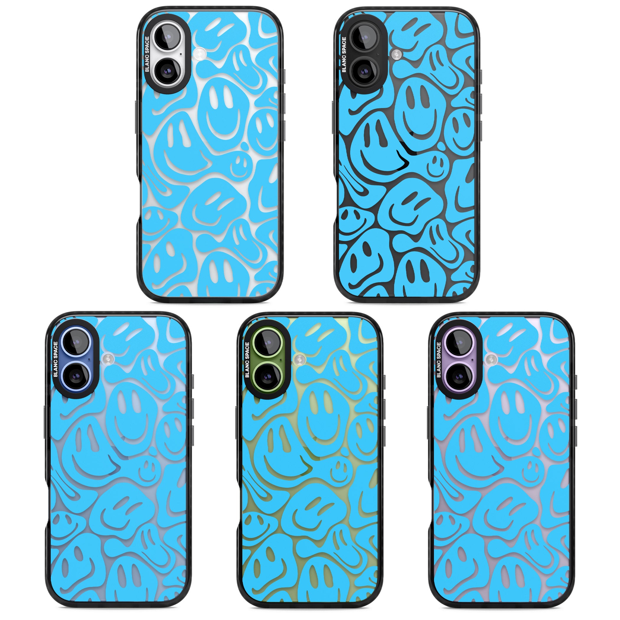 Blue Acid Faces iPhone 17 Impact Black Phone Case APT Impact Protection