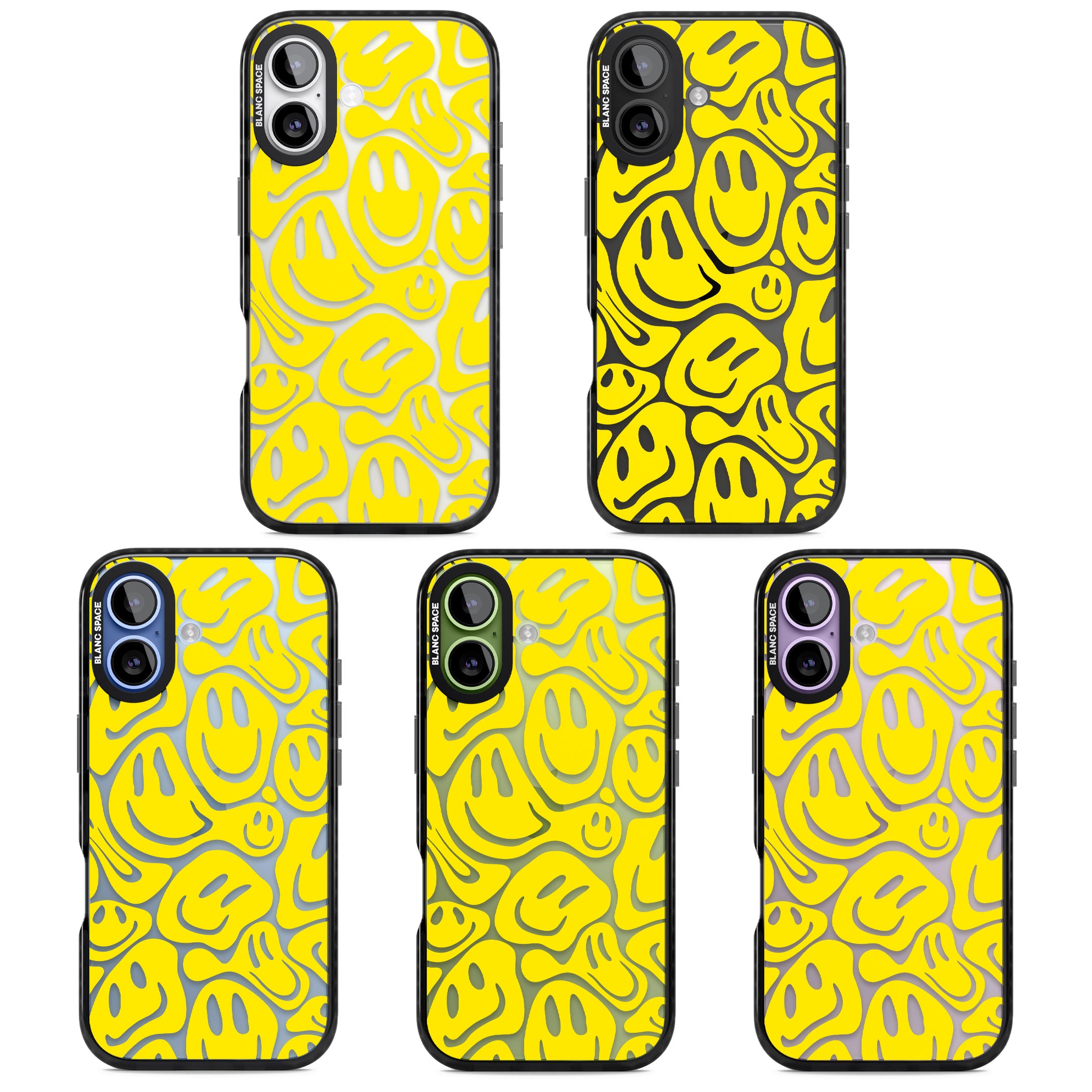Yellow Acid Faces iPhone 17 Impact Black Phone Case APT Impact Protection