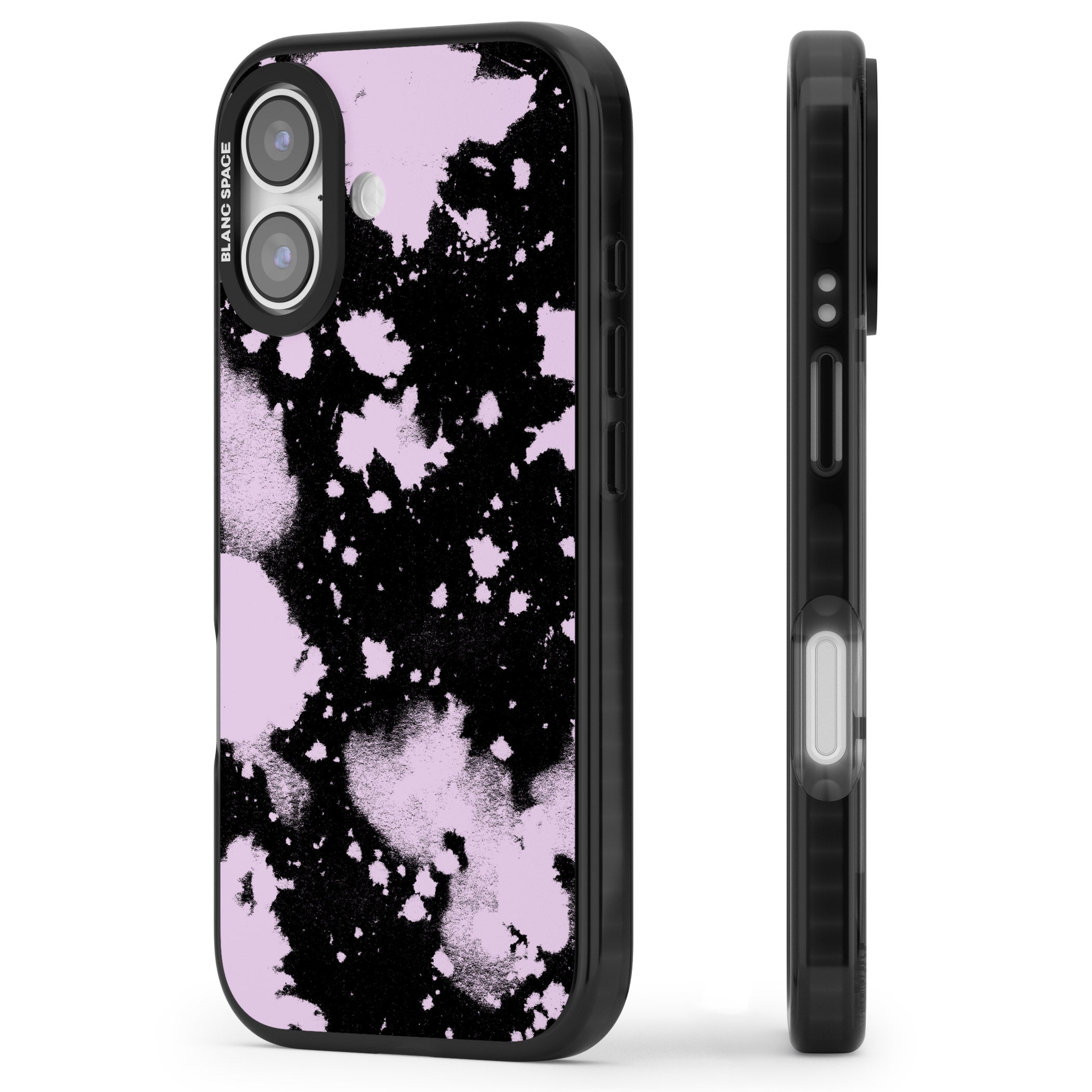 Pink & Black Acid Wash Tie Dye iPhone 17 Impact Black Phone Case Side Profile