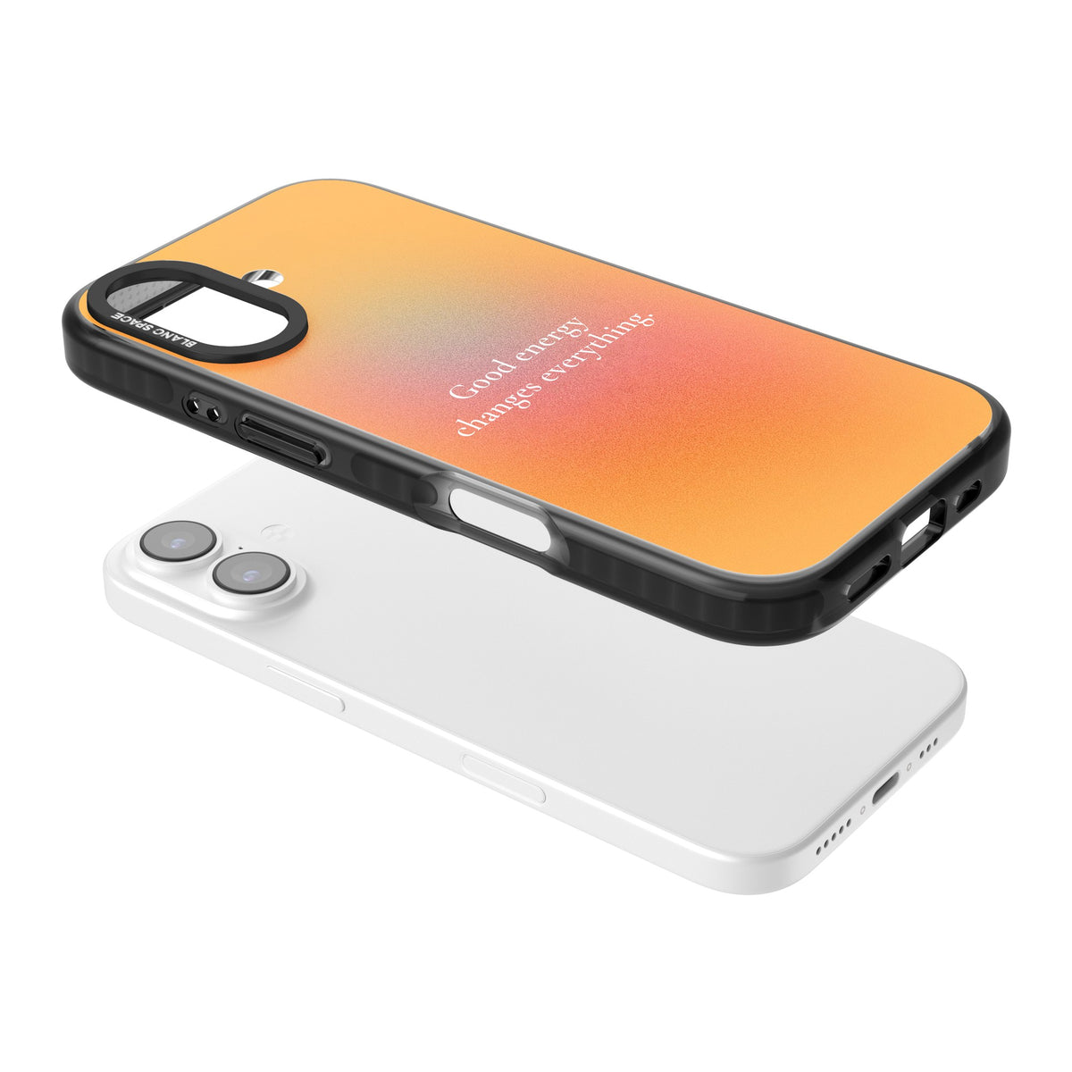 Good Energy iPhone 16 / iPhone 16 Plus / iPhone 17 Impact Black Phone Case angled