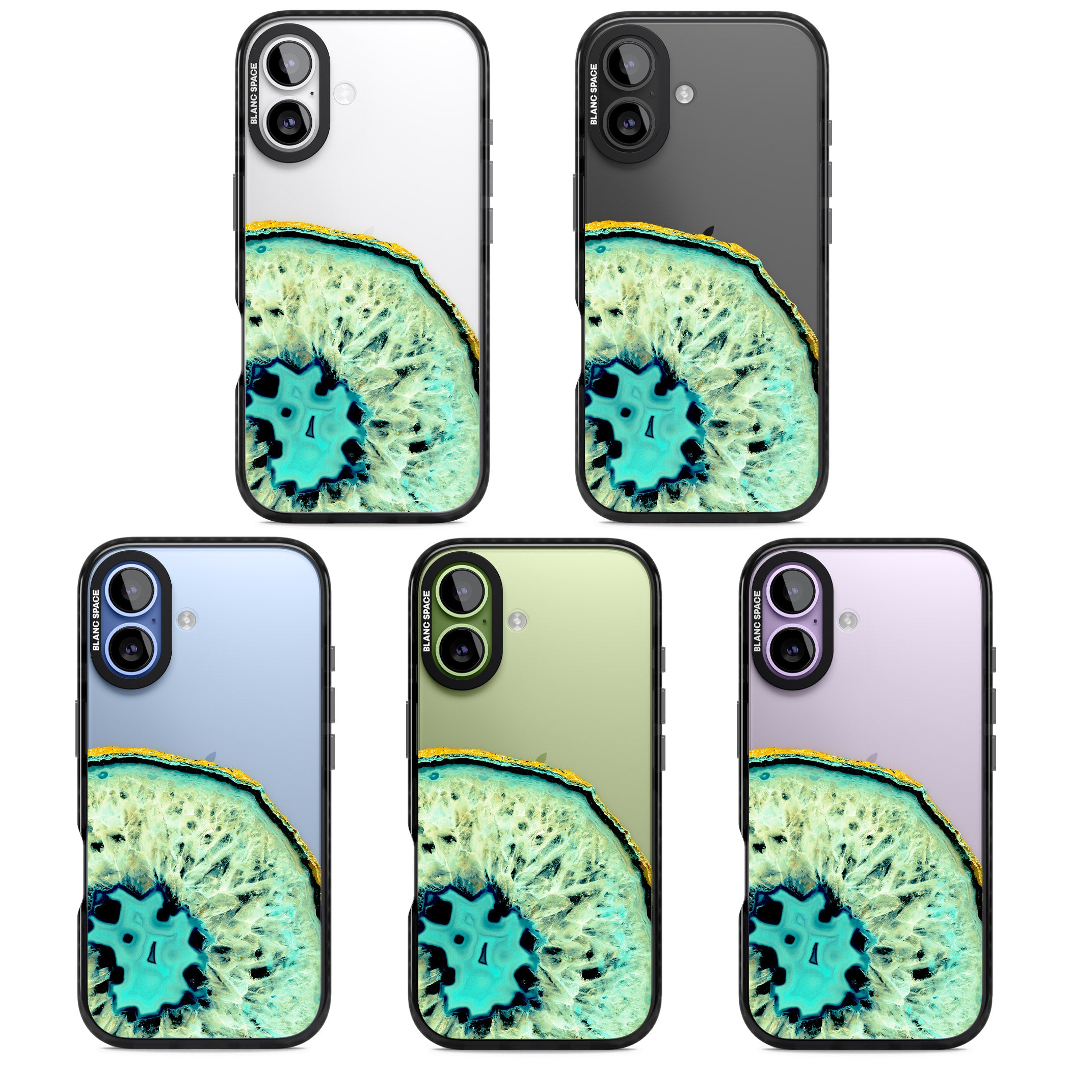 Turquoise Geode Crystal iPhone 17 Impact Black Phone Case APT Impact Protection