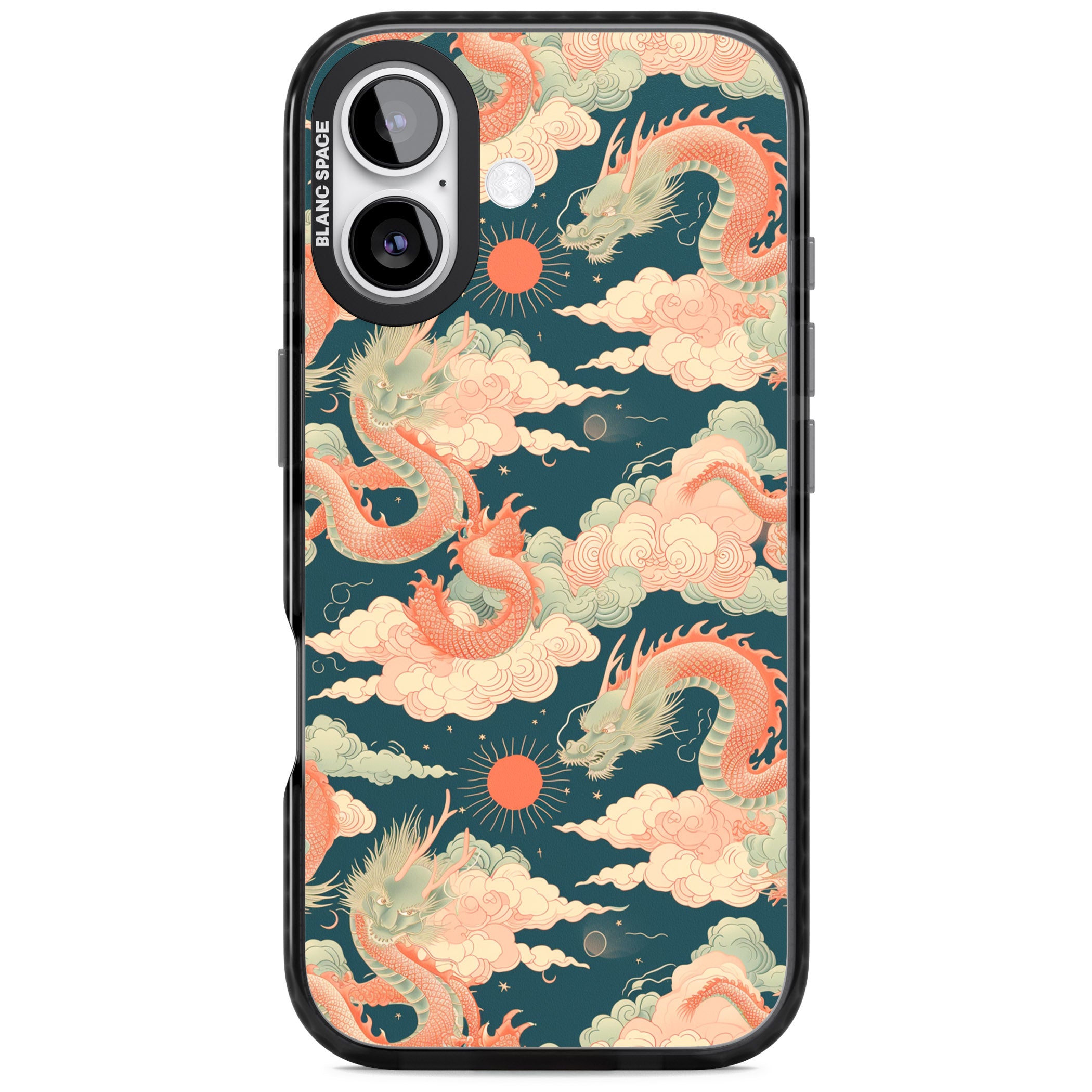 Chinese Dragons Clouds iPhone 17 Impact Black Phone Case