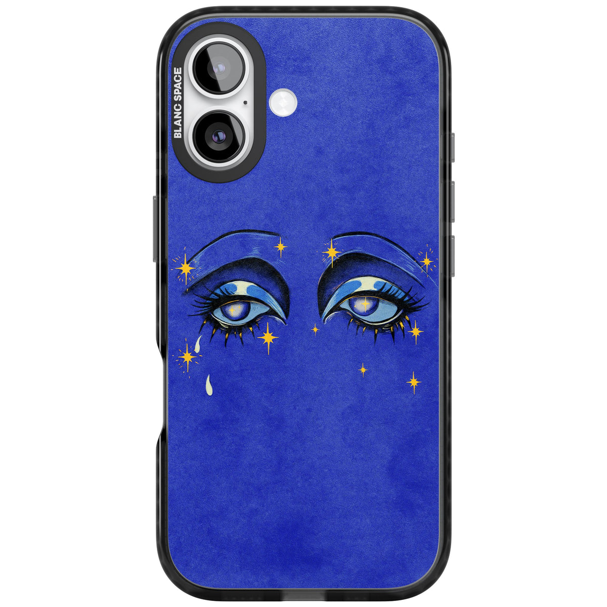 Blue Mystic Eyes iPhone 16 / iPhone 16 Plus / iPhone 17 Impact Black Phone Case front
