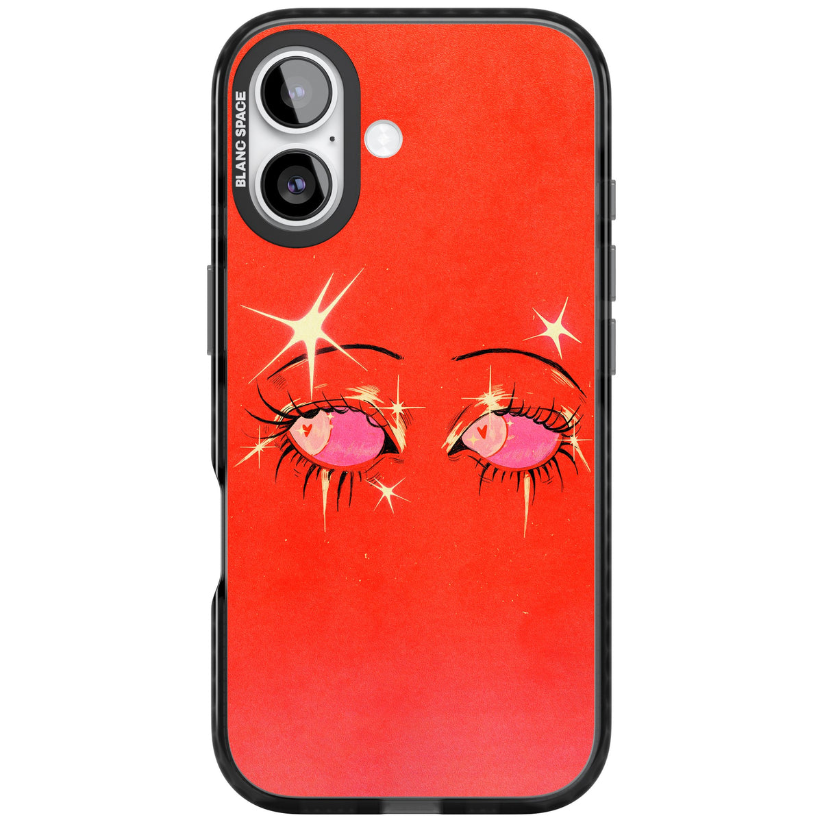 Pink Ethereal Eyes iPhone 16 / iPhone 16 Plus / iPhone 17 Impact Black Phone Case front