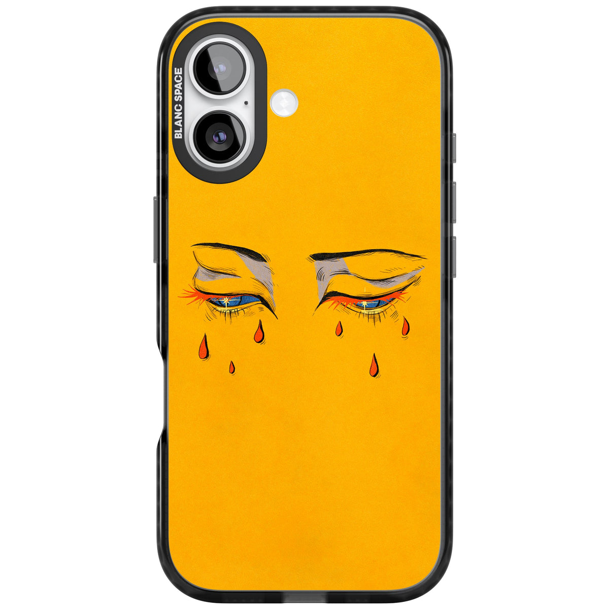 Yellow Tearful Eyes iPhone 16 / iPhone 16 Plus / iPhone 17 Impact Black Phone Case front