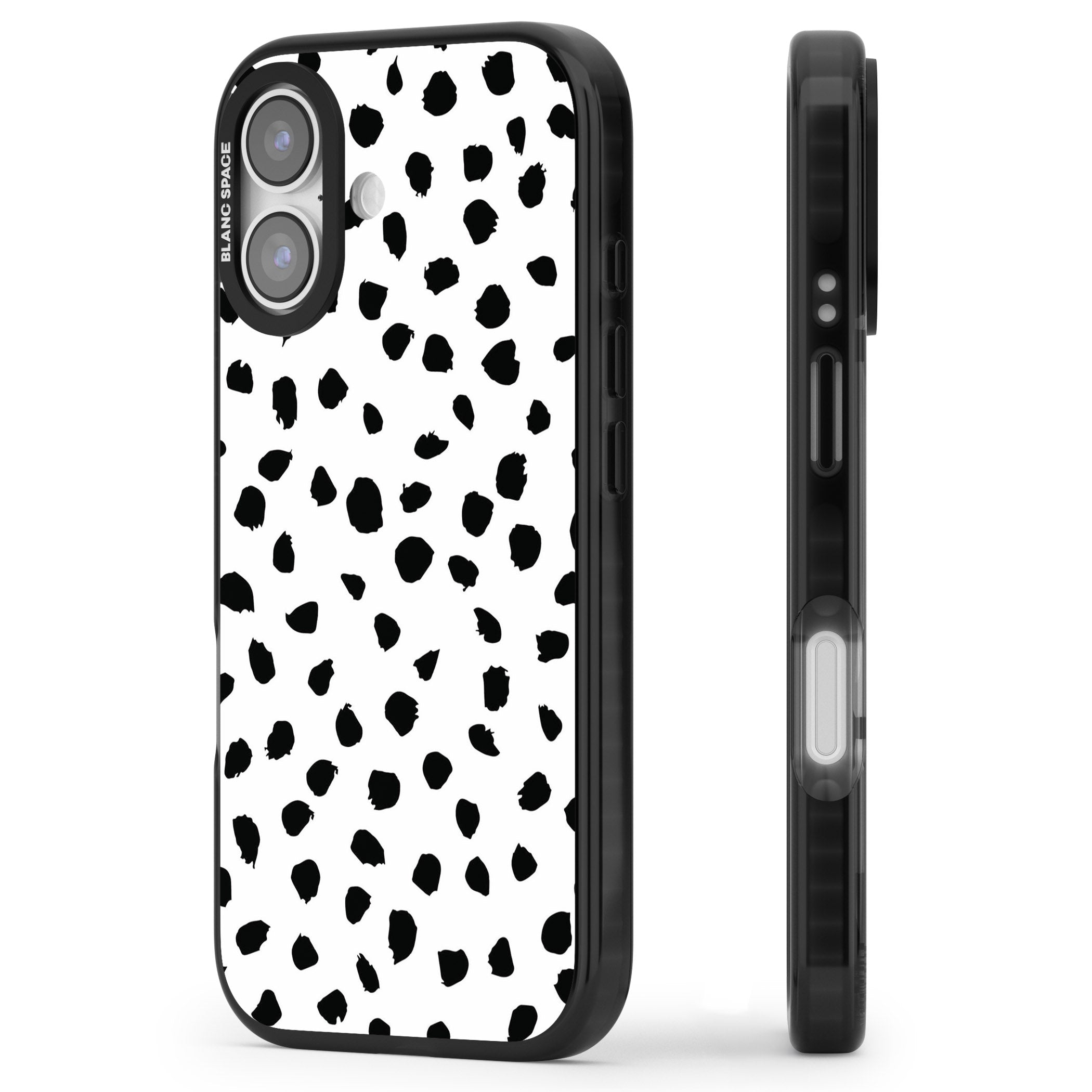 Dalmatian Print iPhone 17 Impact Black Phone Case Side Profile
