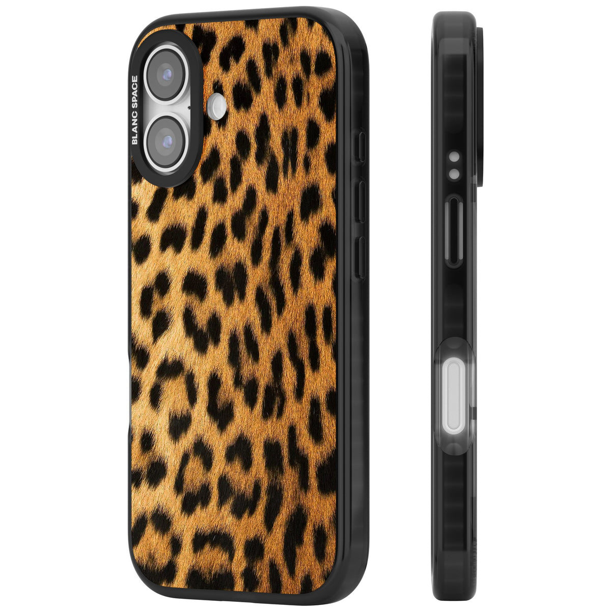 Savannah Leopard iPhone 16 / iPhone 16 Plus / iPhone 17 Impact Black Phone Case side