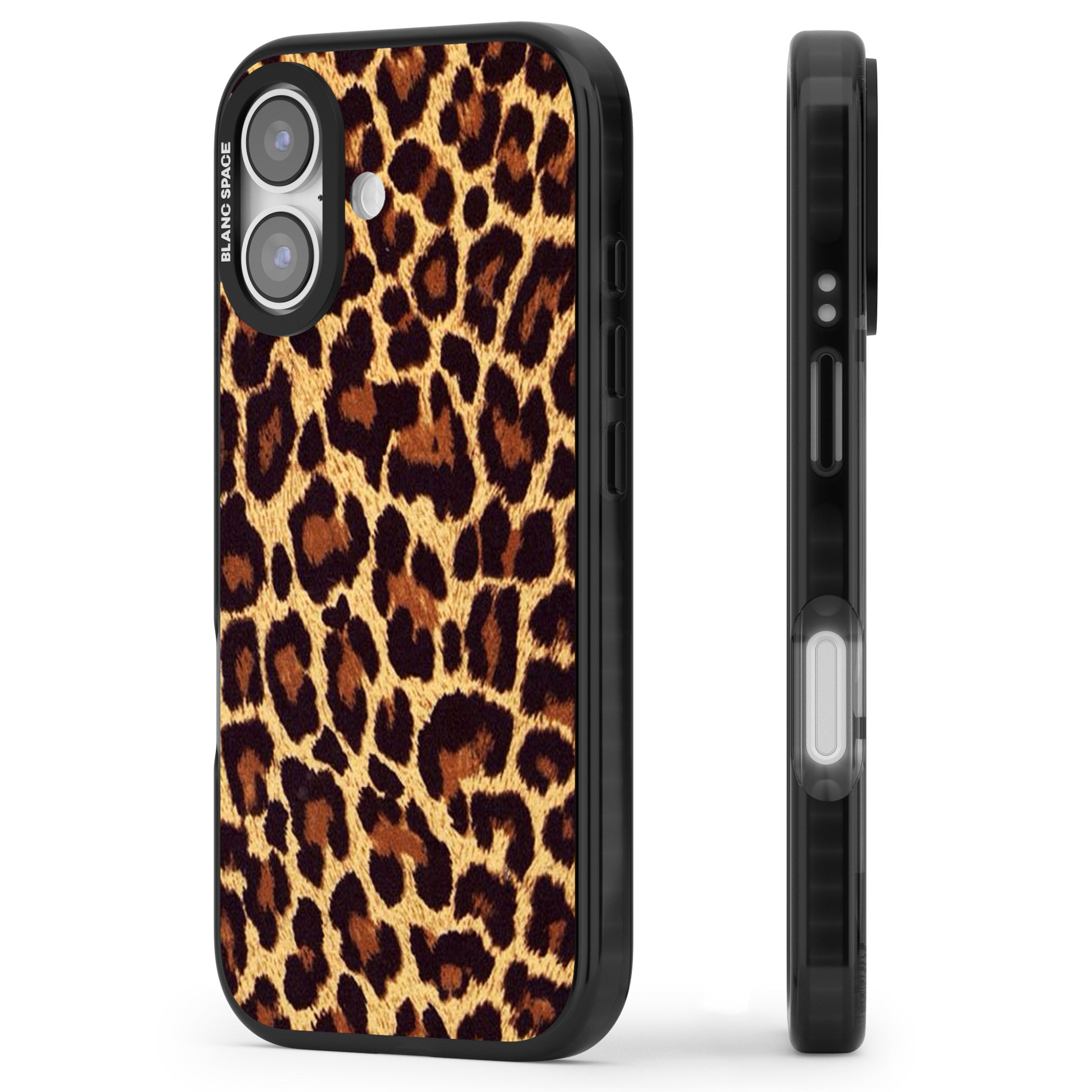 Gold Leopard Print iPhone 17 Impact Black Phone Case Side Profile