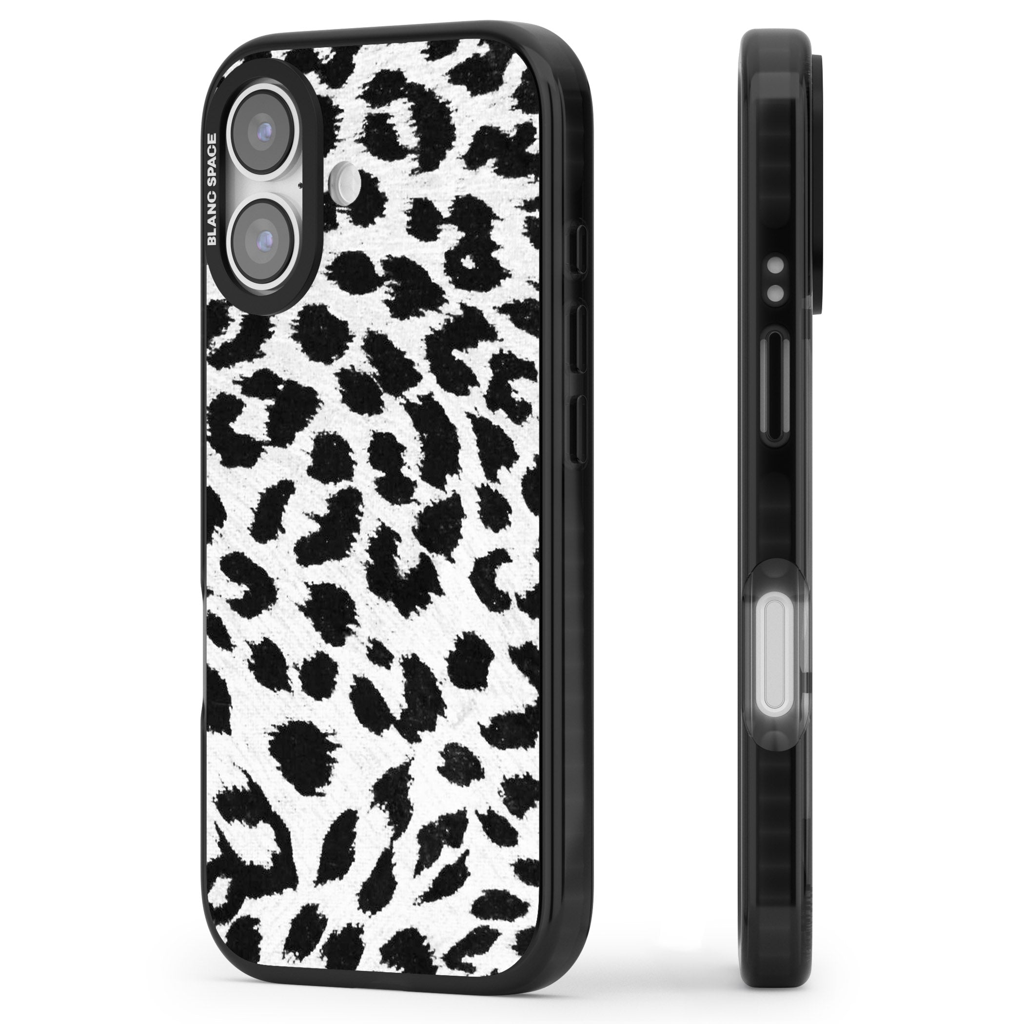 Rar Leopard Print White iPhone 17 Impact Black Phone Case Side Profile