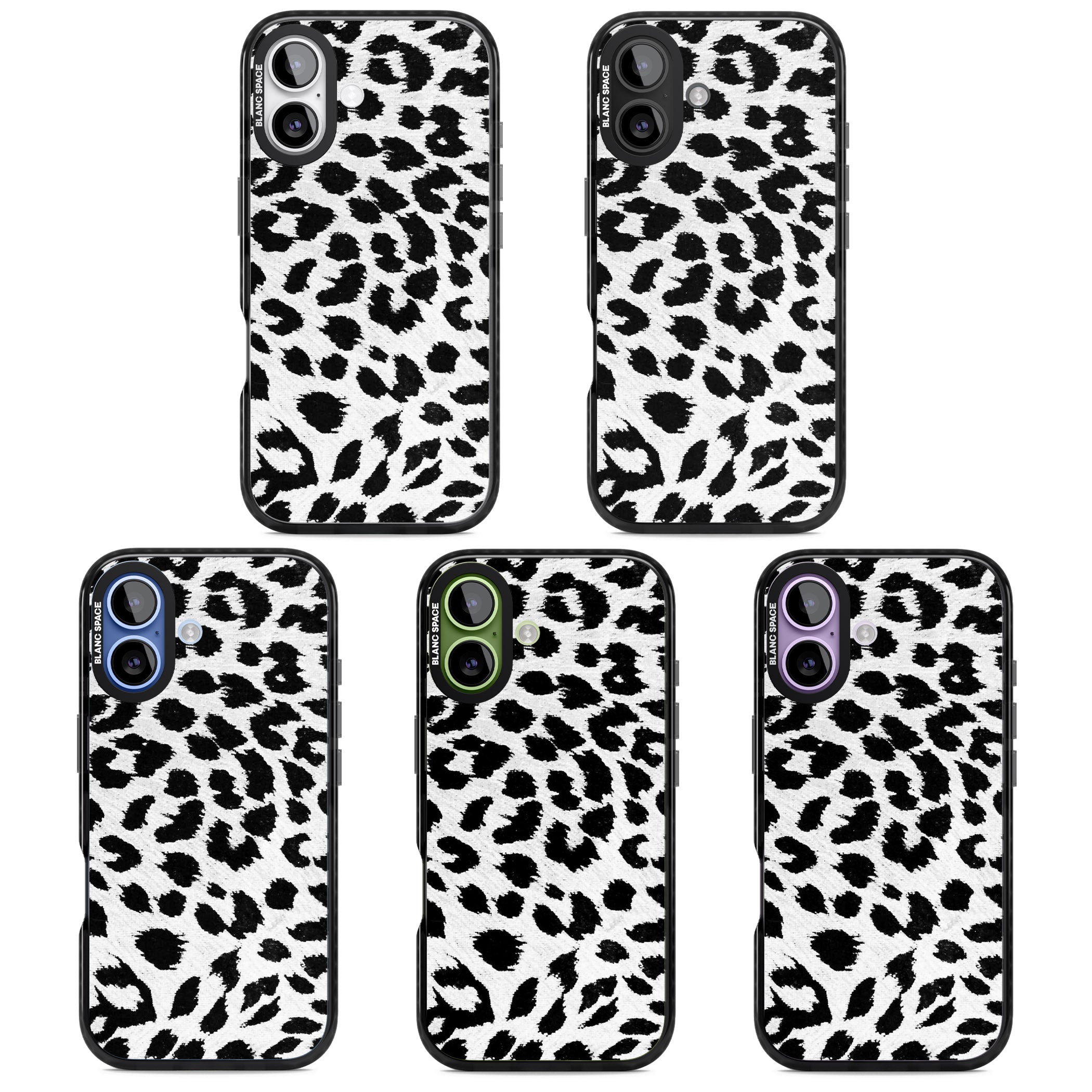 Rar Leopard Print White iPhone 17 Impact Black Phone Case APT Impact Protection