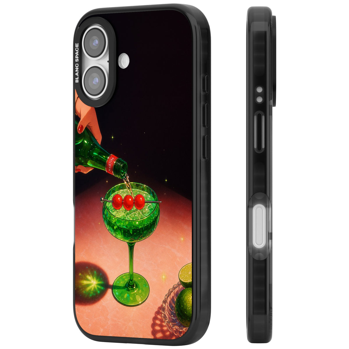 Absinthe Hour iPhone 16 / iPhone 16 Plus / iPhone 17 Impact Black Phone Case side