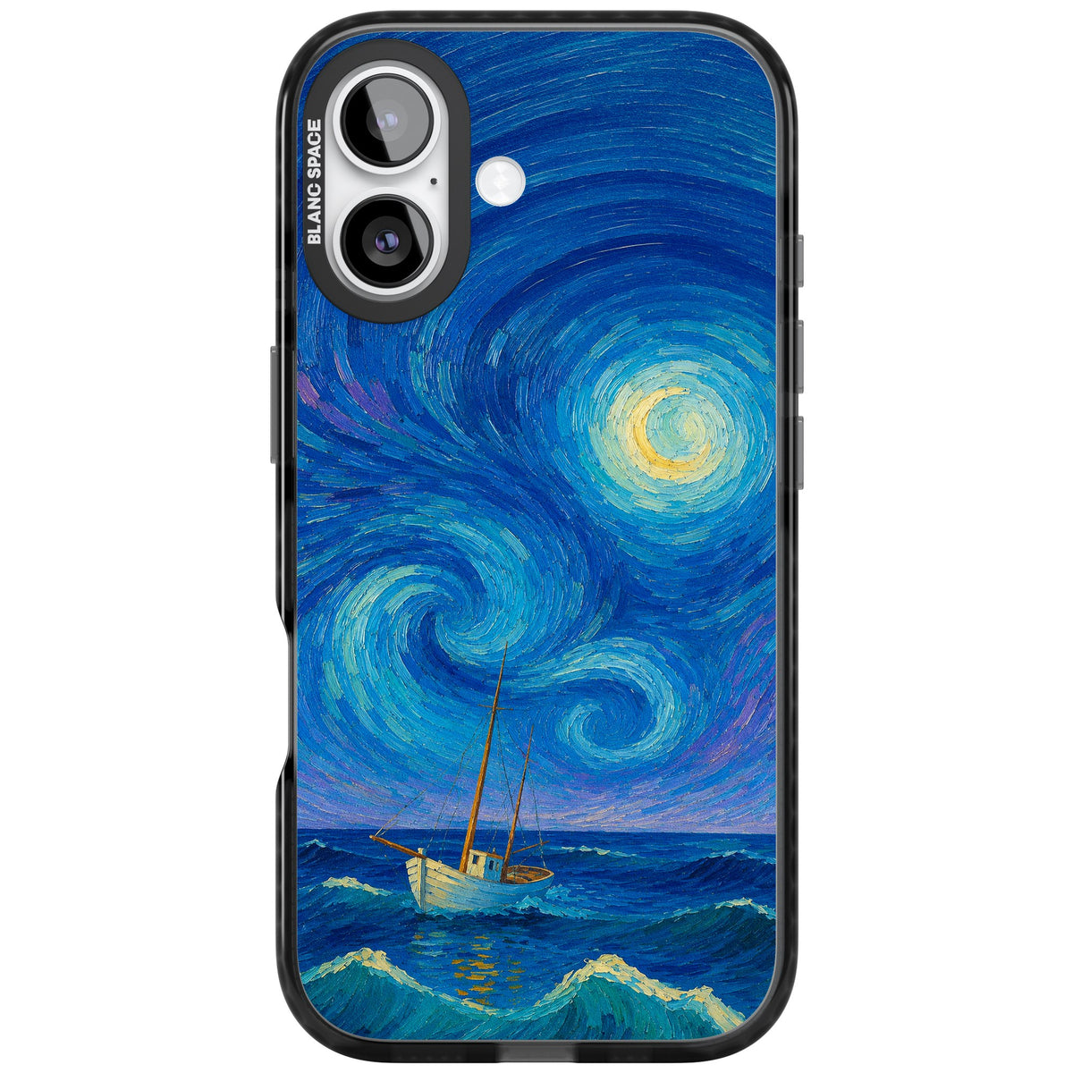 Moonlit Tide iPhone 16 / iPhone 16 Plus / iPhone 17 Impact Black Phone Case front