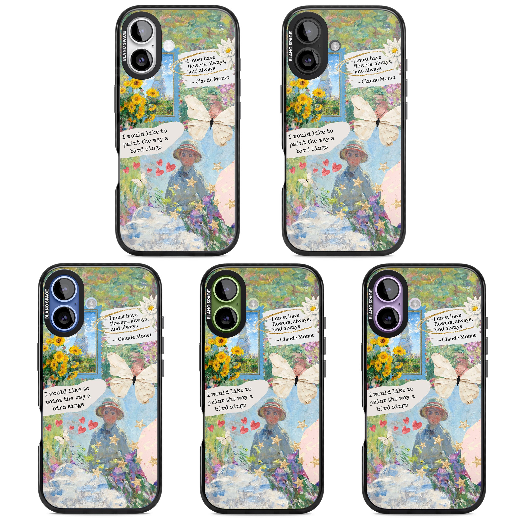 Monet 'Way A Bird Sings' Collage iPhone 17 Impact Black Phone Case APT Impact Protection