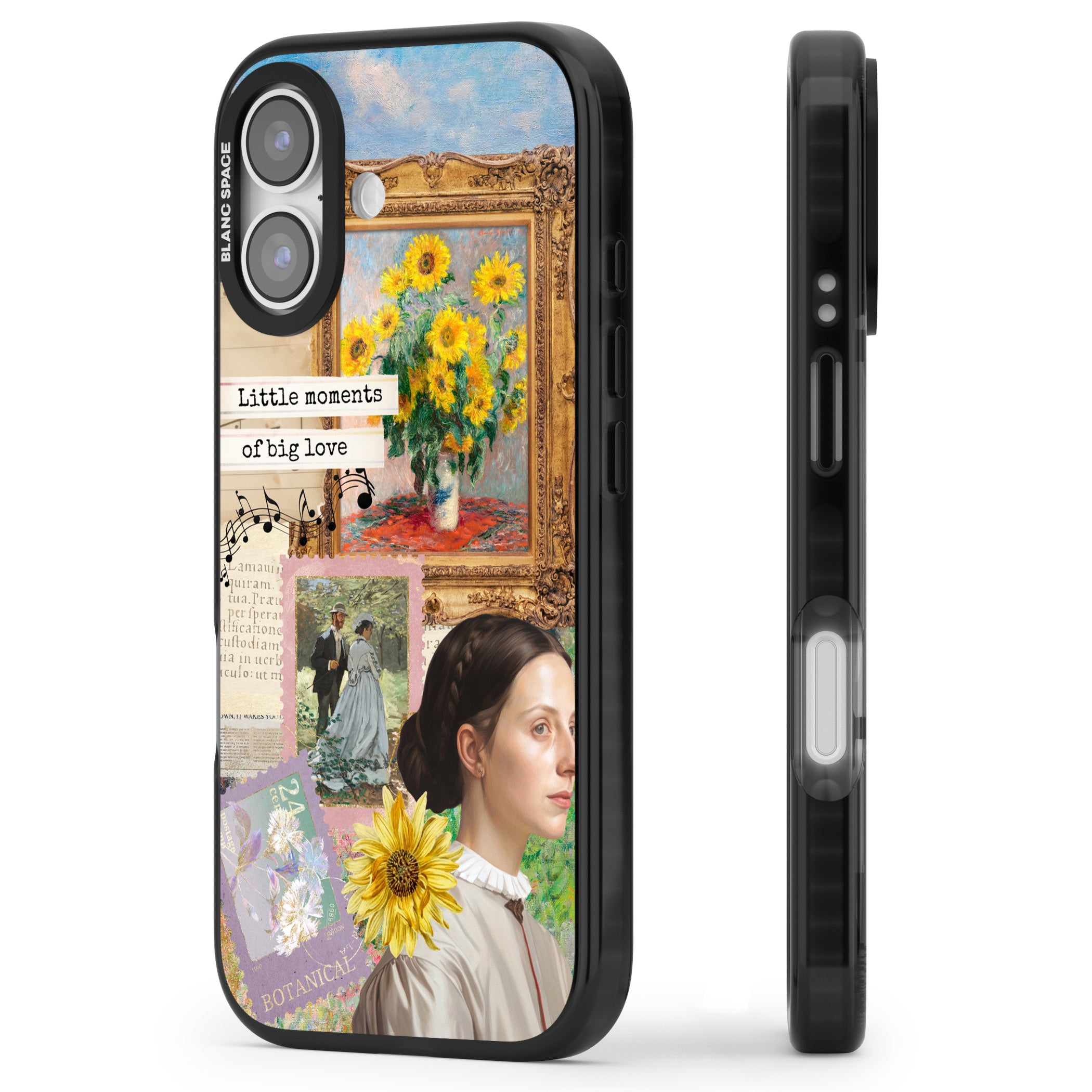 Monet 'Little Moments' Collage iPhone 17 Impact Black Phone Case Side Profile