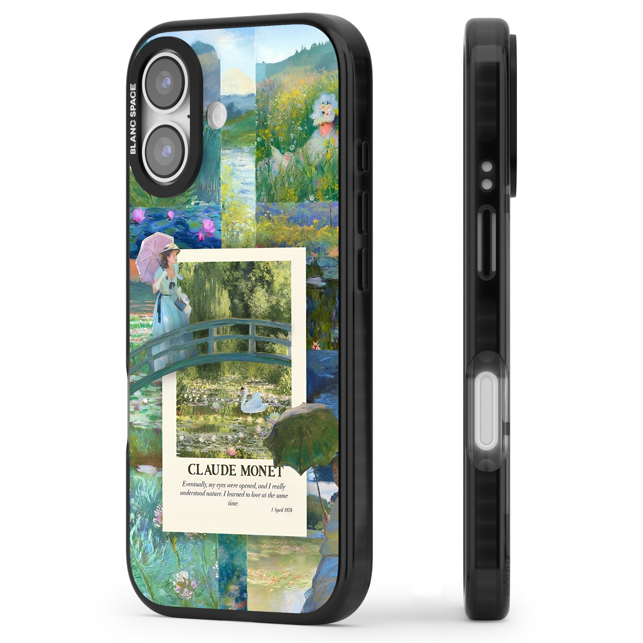 Monet Gardens iPhone 17 Impact Black Phone Case Side Profile