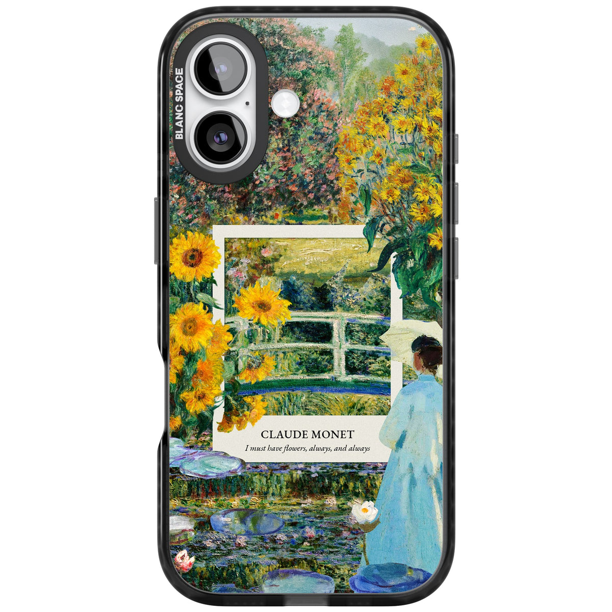 Monet Garden Bridge iPhone 16 / iPhone 16 Plus / iPhone 17 Impact Black Phone Case front