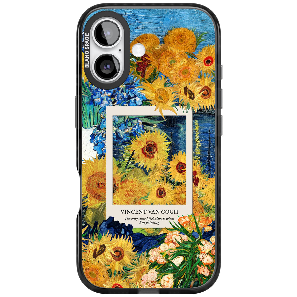 Van Gogh Sunflowers iPhone 16 / iPhone 16 Plus / iPhone 17 Impact Black Phone Case front
