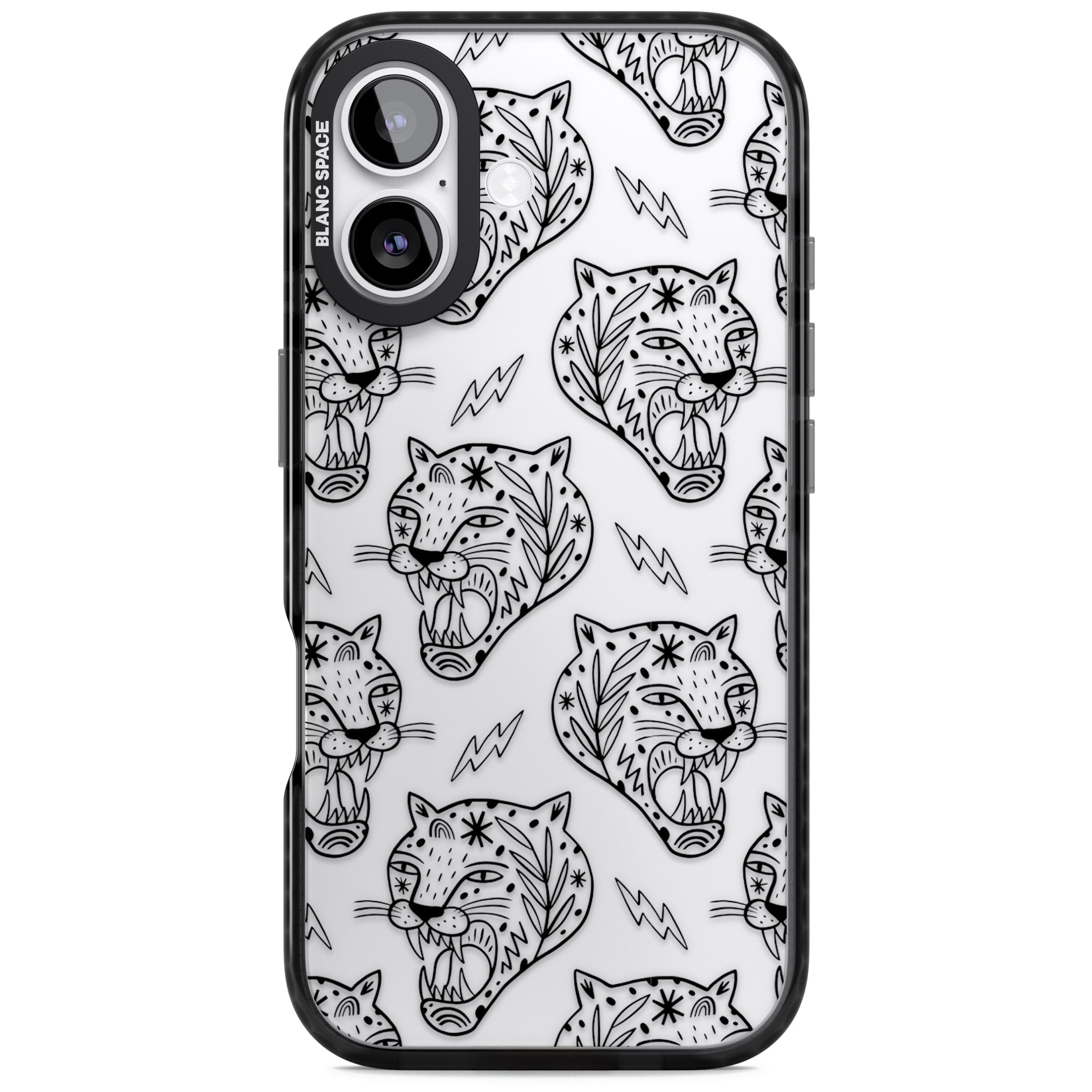Black Tiger Roar Pattern iPhone 17 Impact Black Phone Case