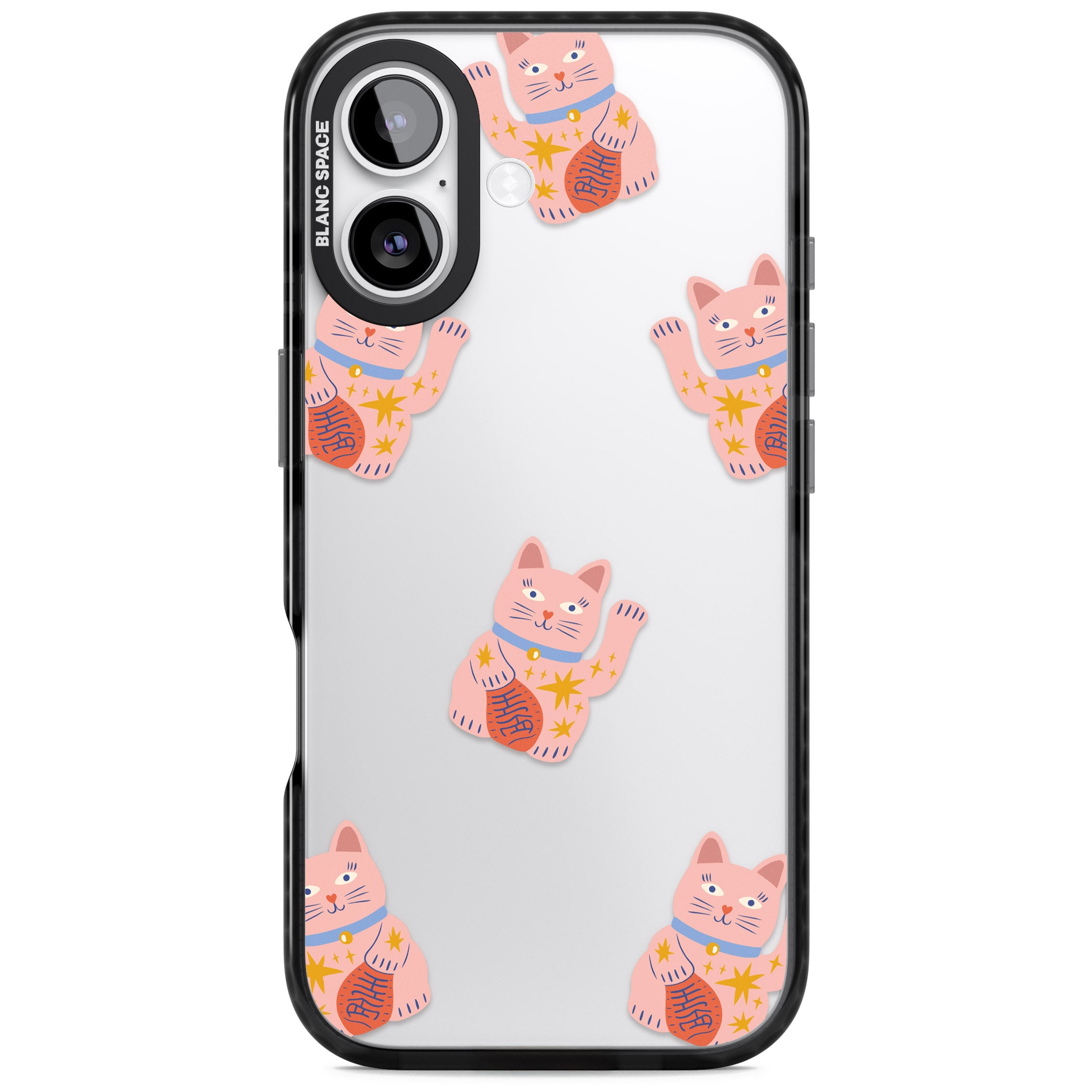 Waving Cat Pattern iPhone 17 Impact Black Phone Case