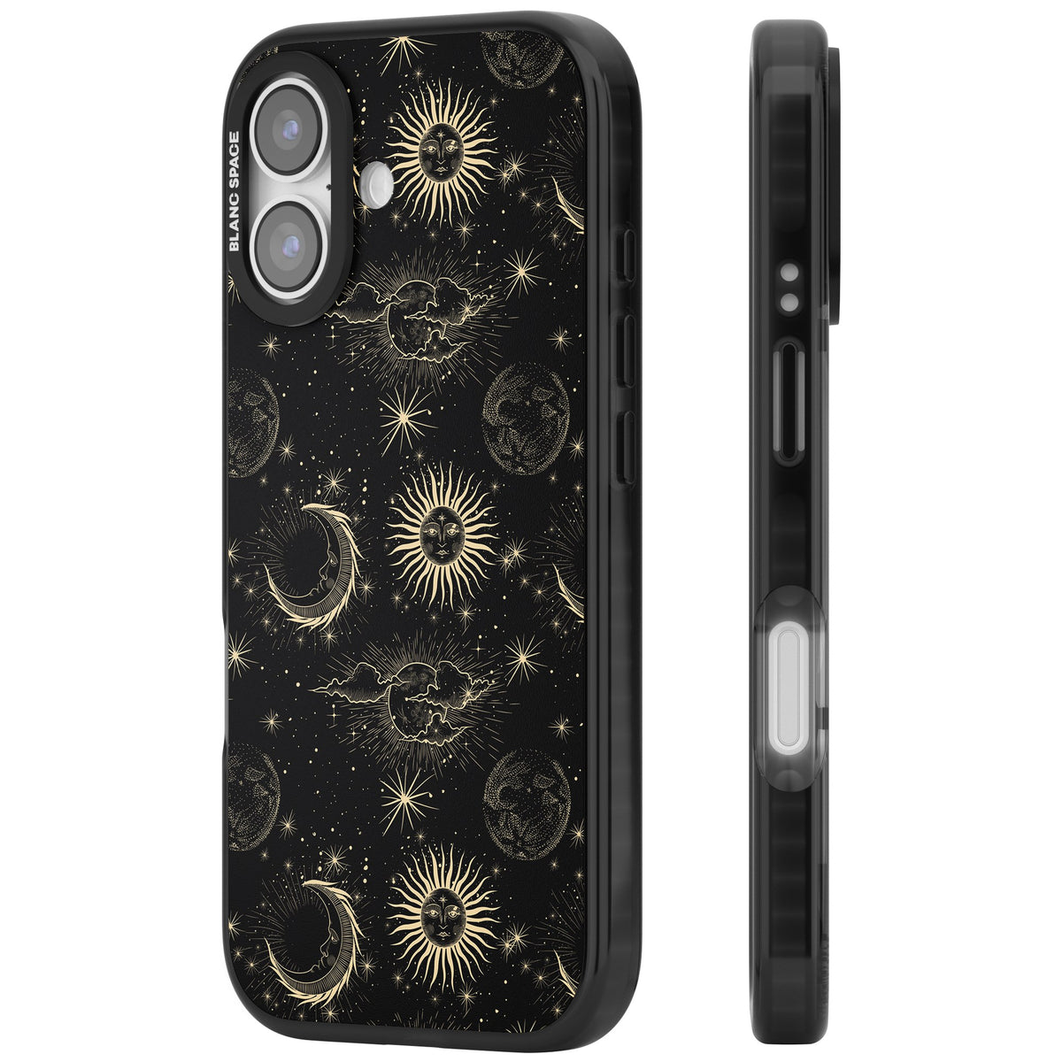 Celestial Almanac iPhone 16 / iPhone 16 Plus / iPhone 17 Impact Black Phone Case side