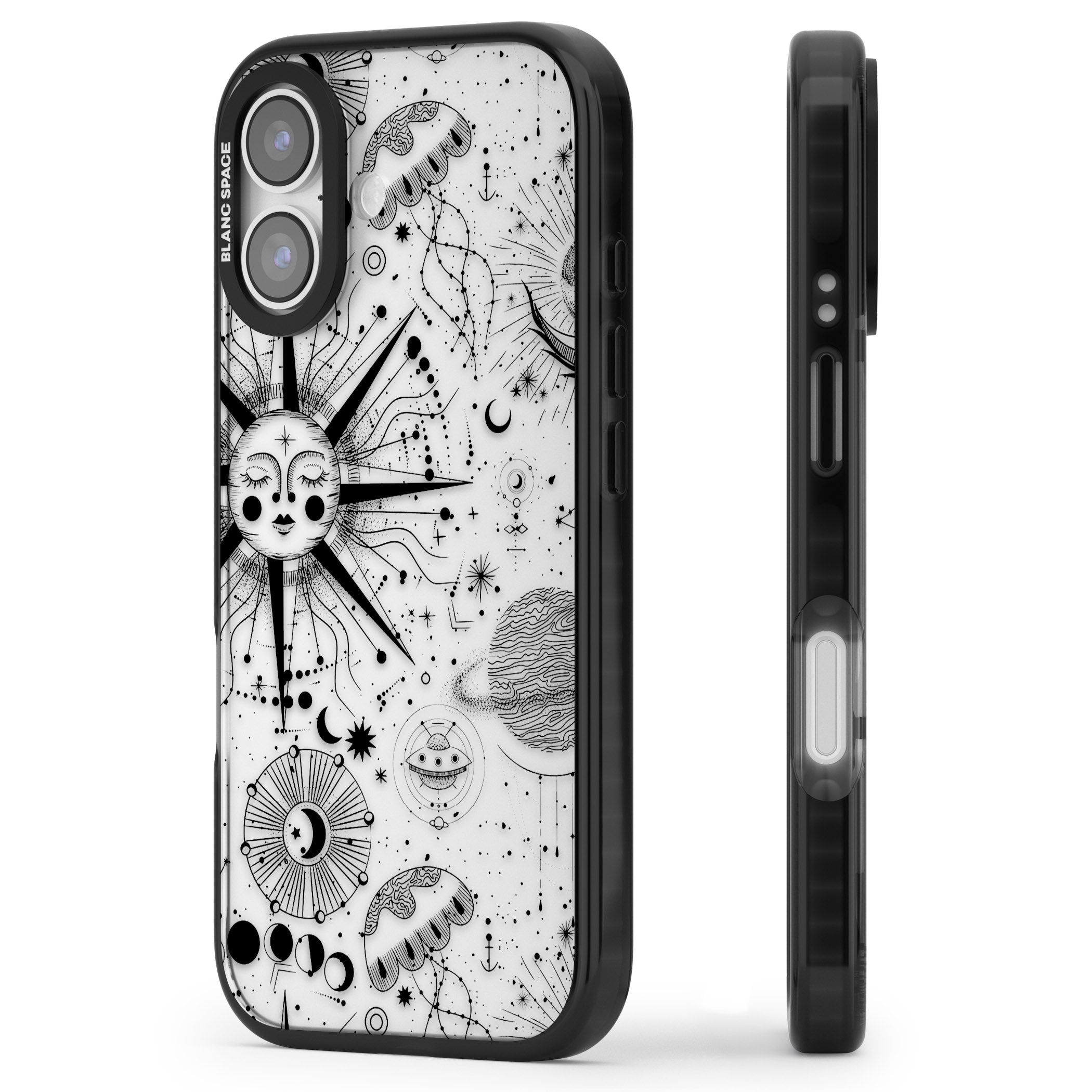 Cosmic Sun Zodiac iPhone 17 Impact Black Phone Case Side Profile