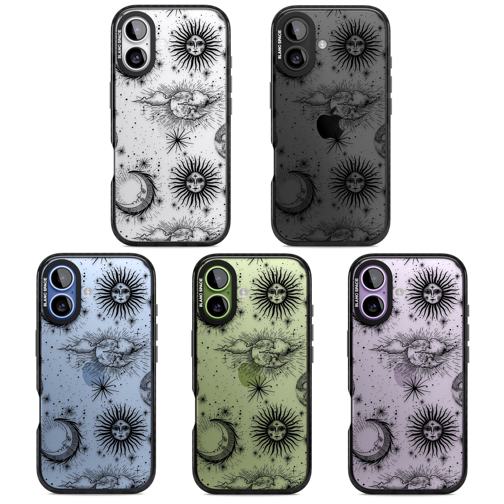 Suns, Moons & Clouds iPhone 17 Impact Black Phone Case APT Impact Protection